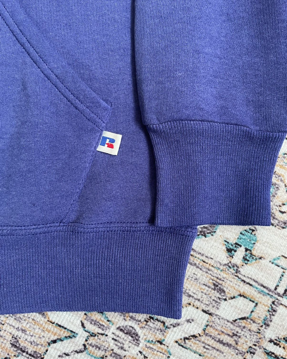 Russell Athletic × Vintage Vintage 90s Royal Blue Russell Athletic Hoodie Size US L / EU 52-54 / 3 - 2 Thumbnail