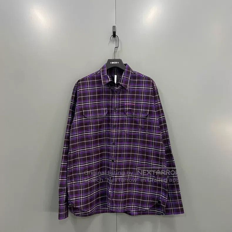 Givenchy Givenchy Size 39 Purple Plaid Long Sleeve Shirt Jacket Size US S / EU 44-46 / 1 - 1 Thumbnail