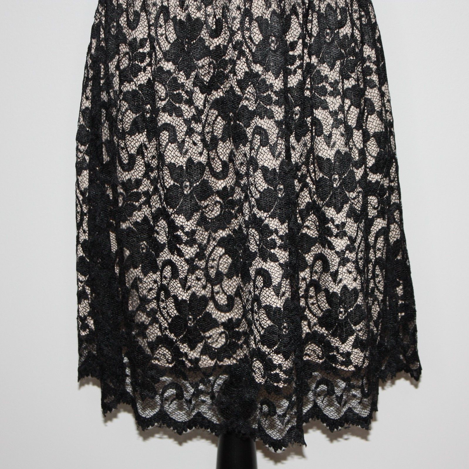 Other Wyatt Black Stretch Lace & Nude Silk Skirt Dress MSRP $260 Size L / US 10 / IT 46 - 12 Thumbnail