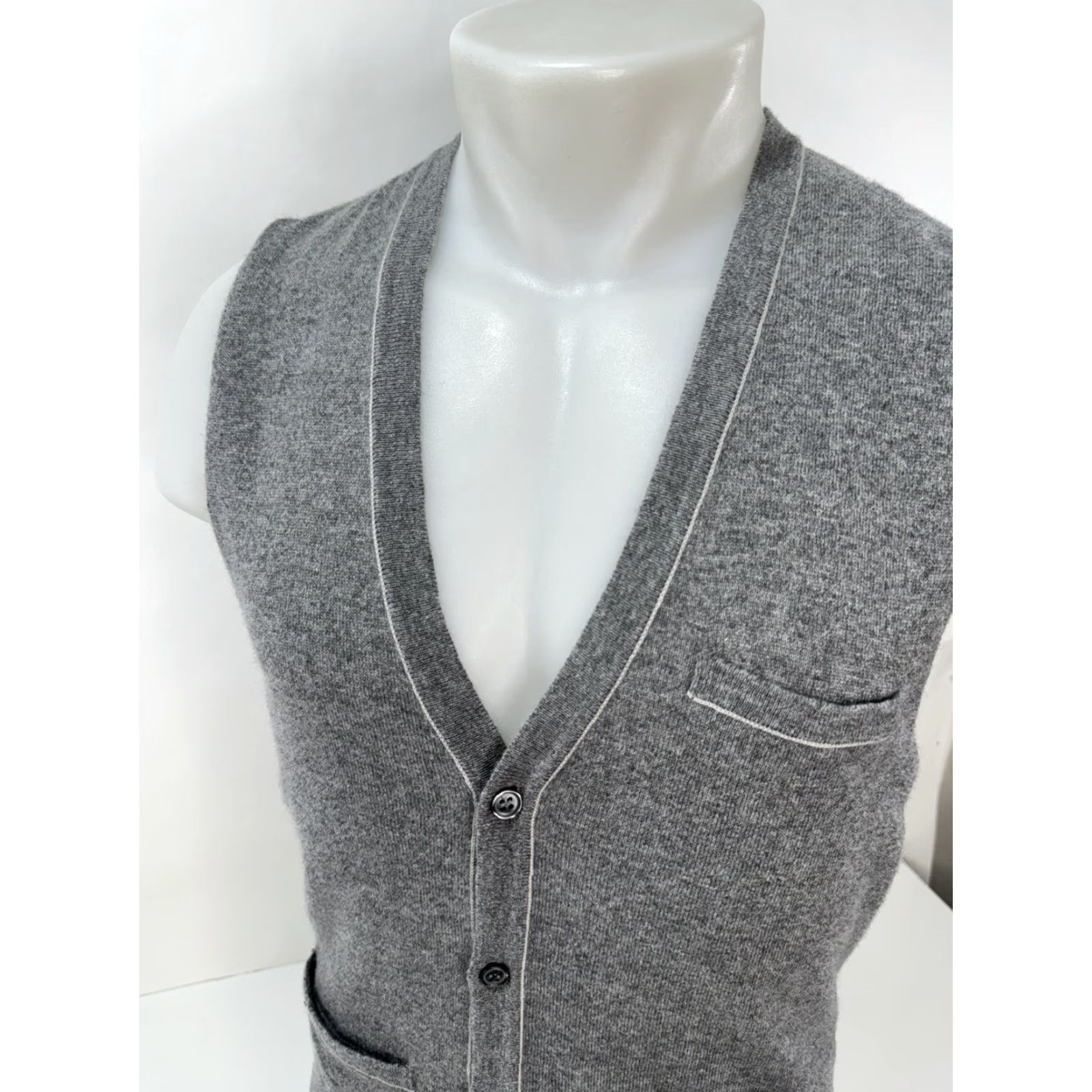 BUGATCHI BUGATCHI Vest Mens S Wool Blend Gray Cardigan Sweater Zip? No Zipper - Tag New MSRP 199 Size US S / EU 44-46 / 1 - 3 Thumbnail