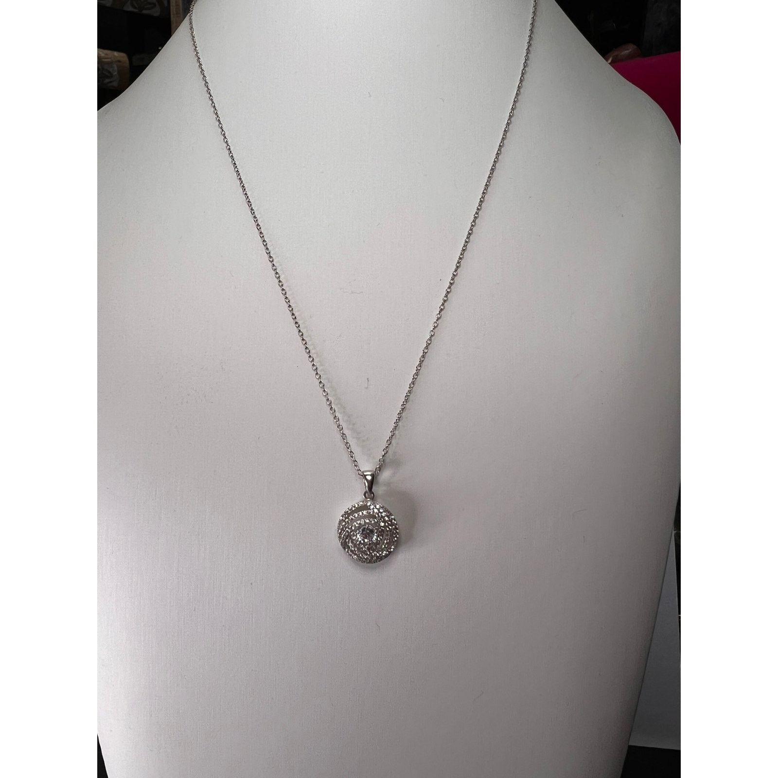 Other Cz swirl circle sterling silver pendant and chain Size ONE SIZE - 5 Thumbnail