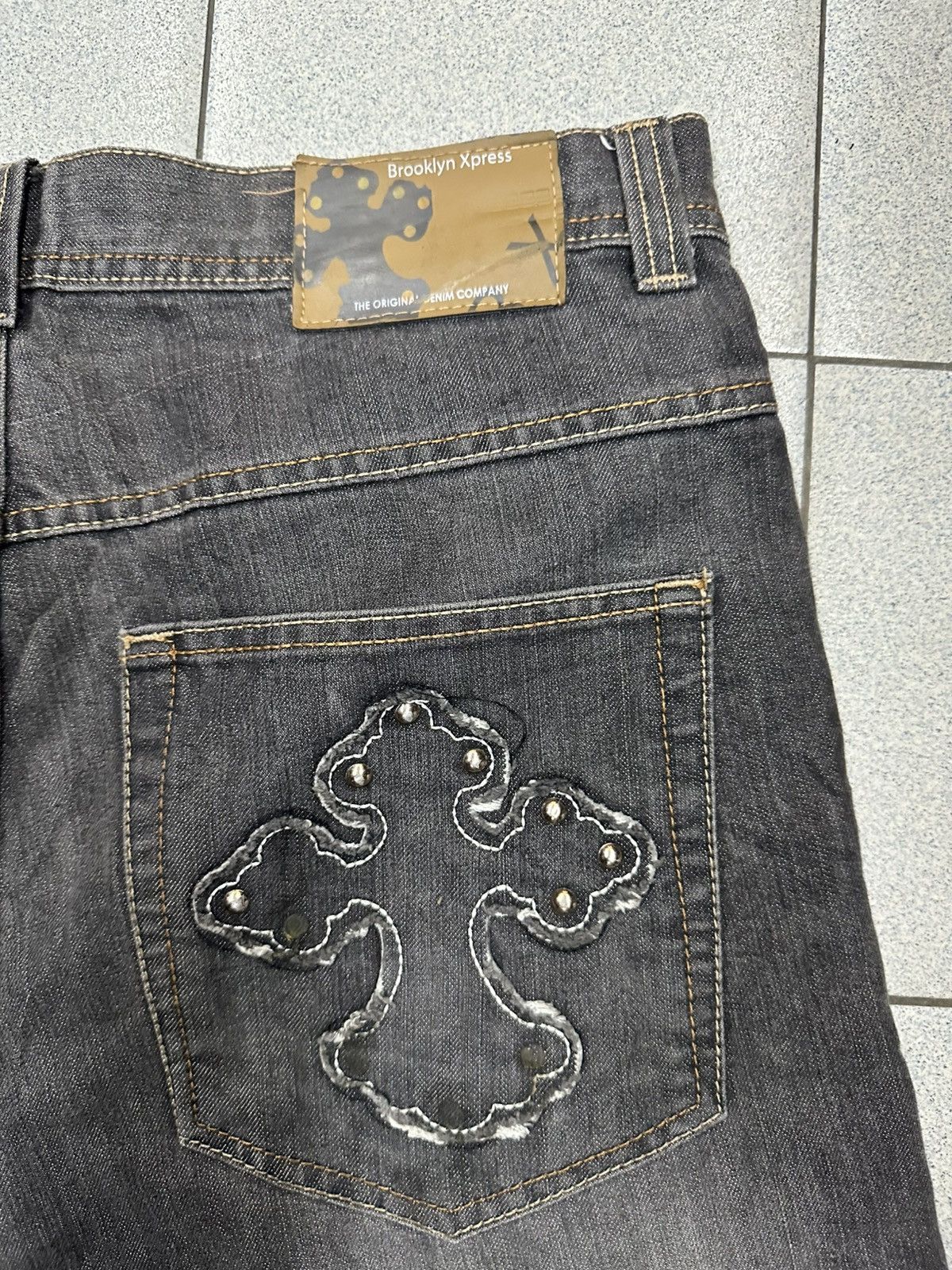 Japanese Brand VTG CROSS Like Chrome Hearts Brooklyn Express Denim Pants Size US 36 / EU 52 - 4 Thumbnail
