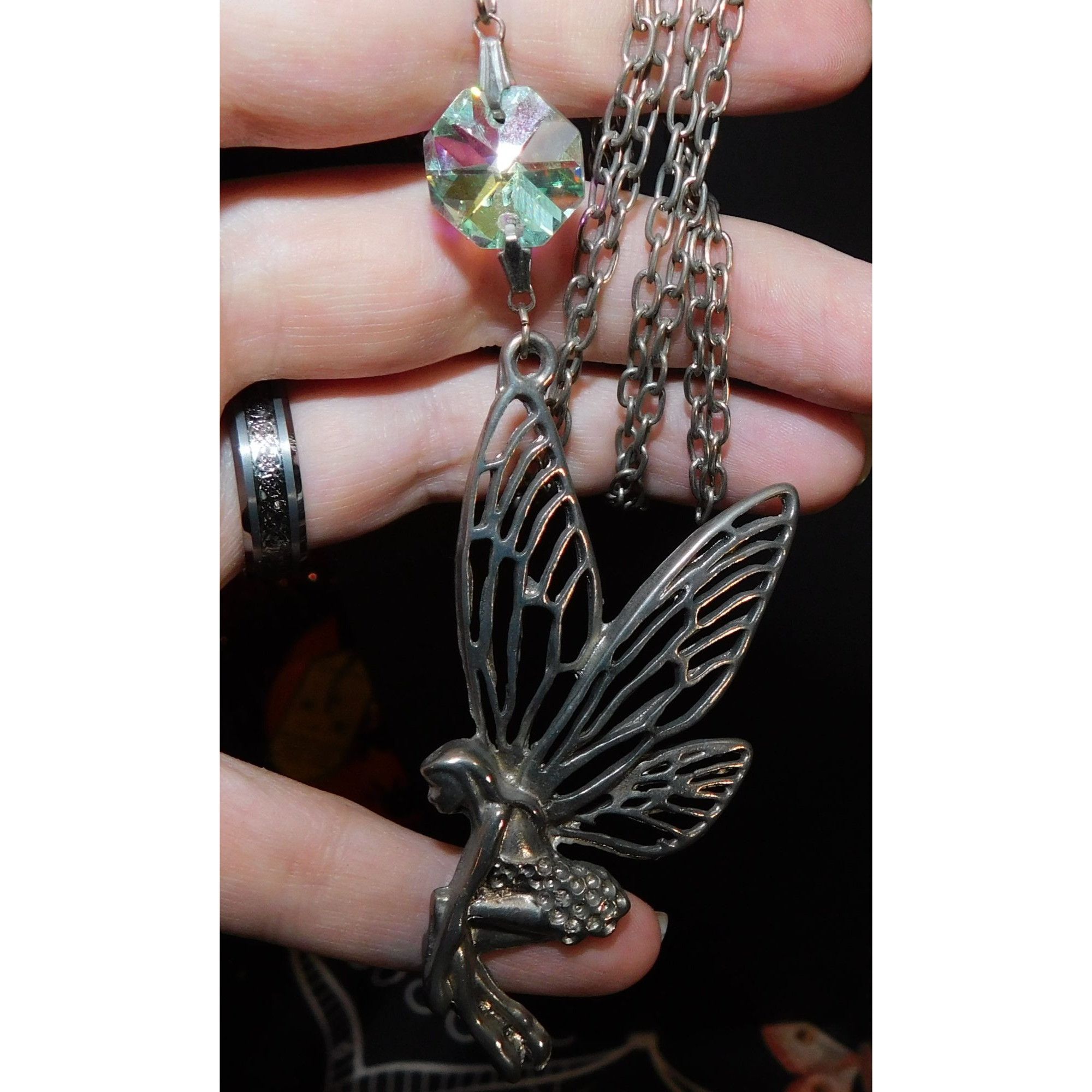 Other Fairycore Silver Tone Fairy Pendant Necklace With AB Gem Acc Size ONE SIZE - 12 Thumbnail