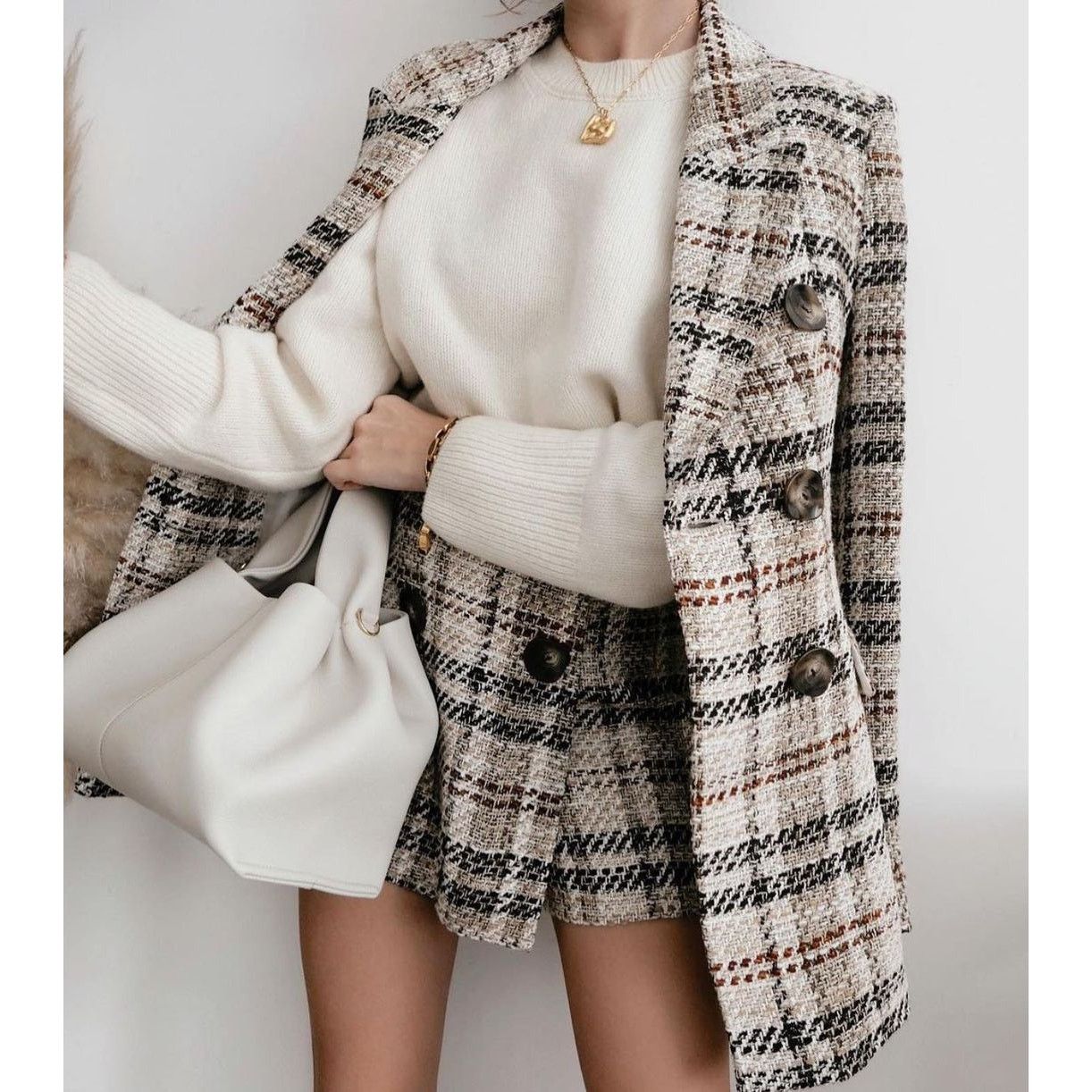 Zara ZARA Wool-Blend Double Breasted Plaid Blazer NWT Size L / US 10 / IT 46 - 14 Thumbnail