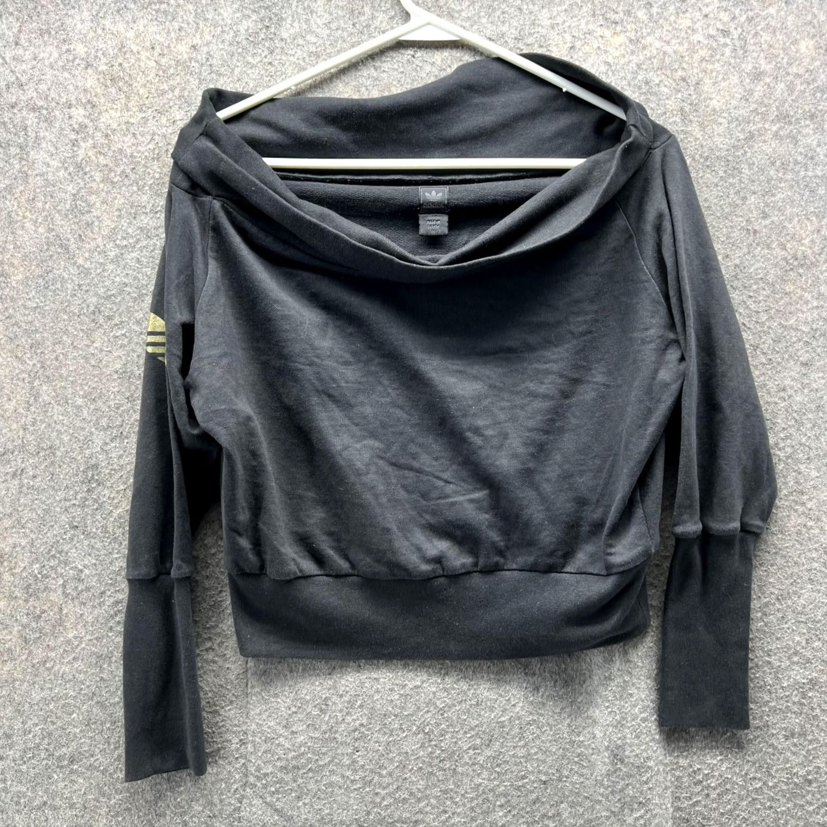 Adidas Adidas Sweater Women M Grey Pullover Fleece Trefoil Logo Casual Cropped Cowl All Seasons Size M / US 6-8 / IT 42-44 - 2 Thumbnail