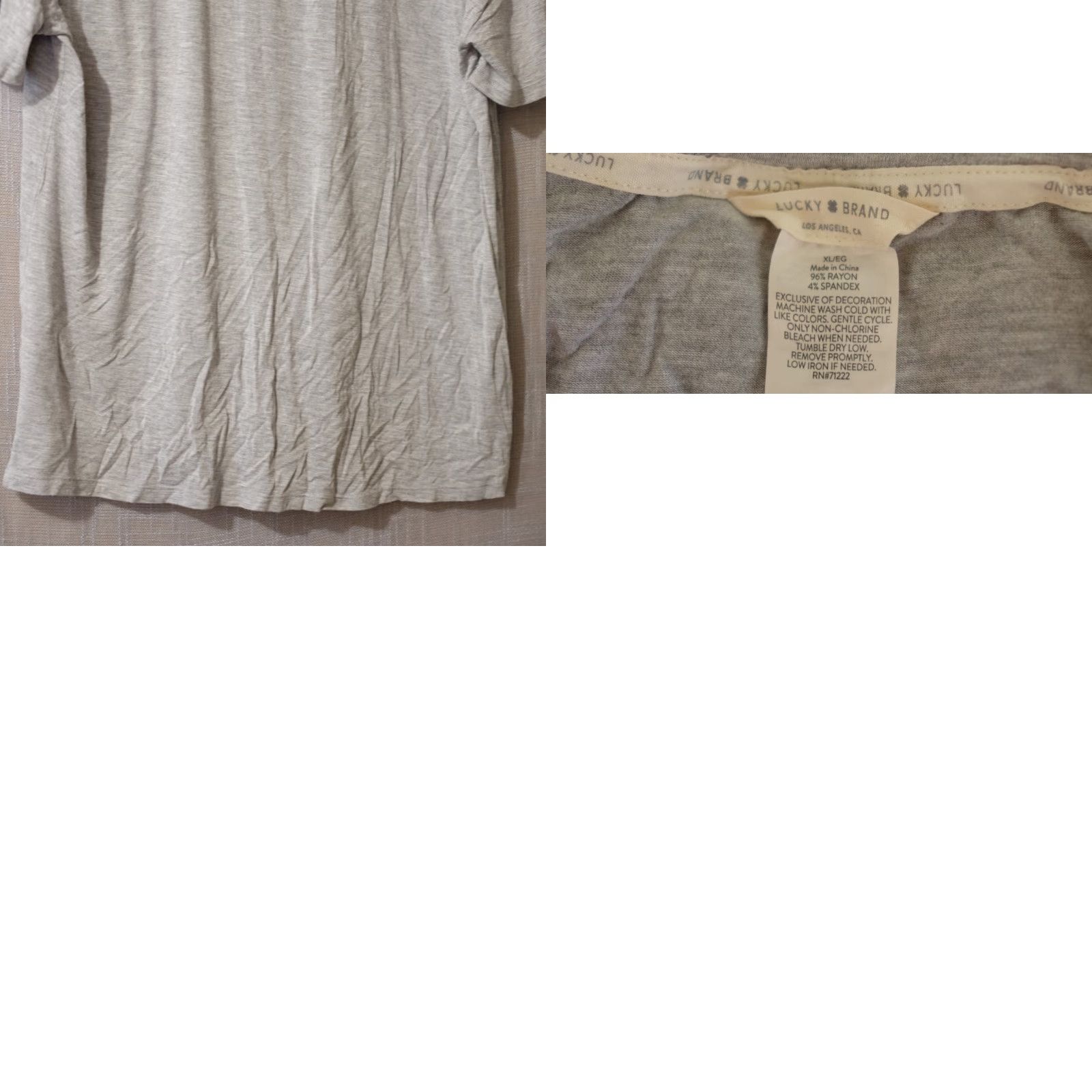 Lucky Brand VINTAGE Lucky Brand T-Shirt Womens XL Grey Spell Out Super Soft Size XL / US 12-14 / IT 48-50 - 8 Thumbnail