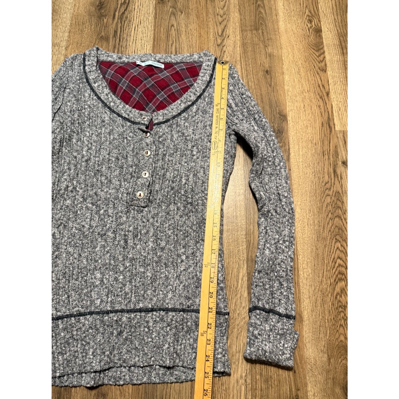 Vintage Maurices Shirt Women's Medium Gray Red Long Sleeve 1/4 Button T-Shirt Casual Modern Basic Vintage: No Size M / US 6-8 / IT 42-44 - 7 Thumbnail