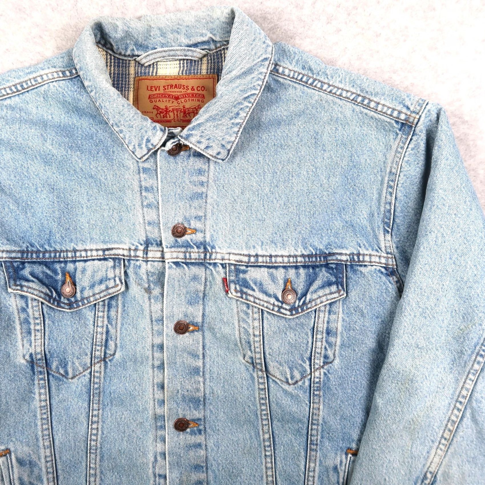Levi's VINTAGE Levi's Trucker Denim Jacket Men L Large Blue 90s - Denim Jacket 60s-90s Size US L / EU 52-54 / 3 - 3 Thumbnail