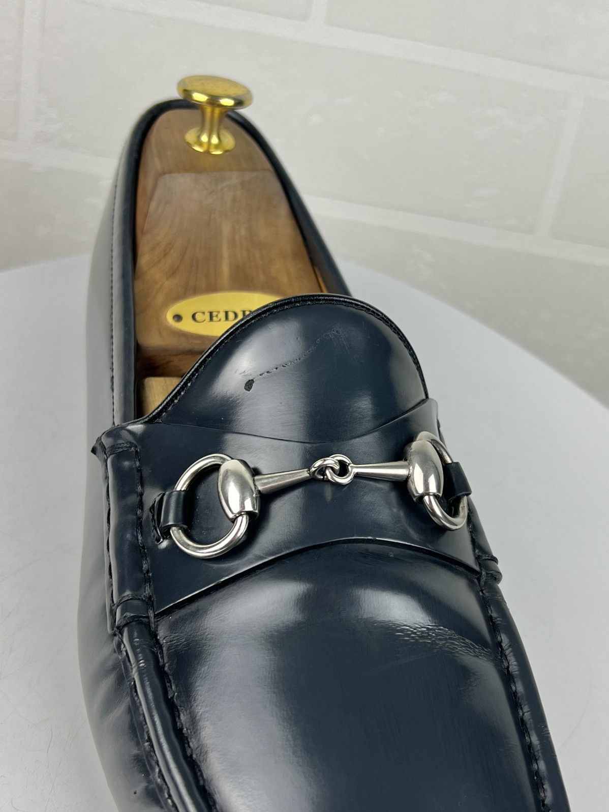Gucci GUCCI Loafers Leather Drivers Shoes HORSEBIT Buckle GG Navy Size US 8.5 / EU 41-42 - 5 Thumbnail