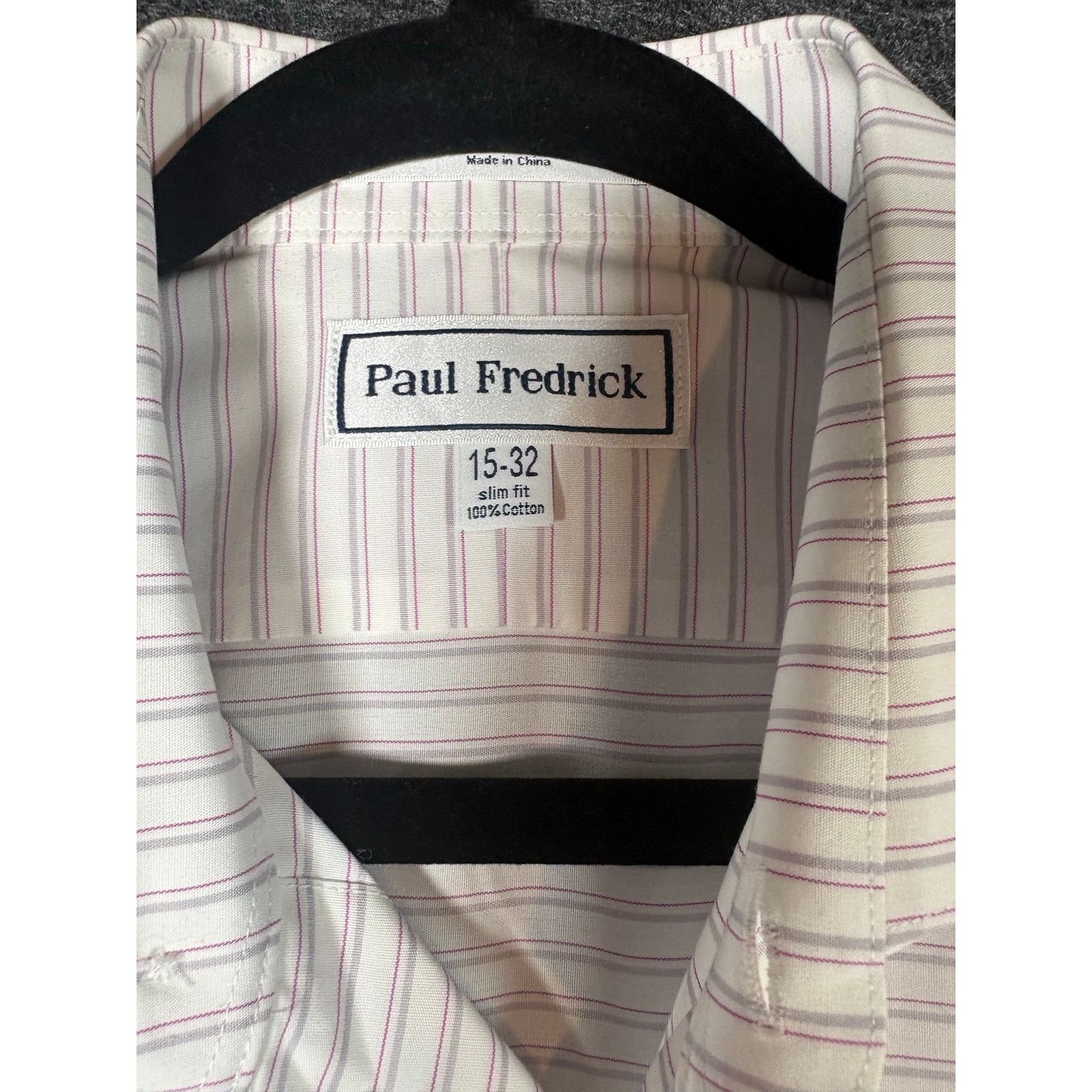Paul Fredrick Paul Fredrick Shirt Men 15-32 Slim Fit White Pink Stripe0491 Size US S / EU 44-46 / 1 - 3 Thumbnail