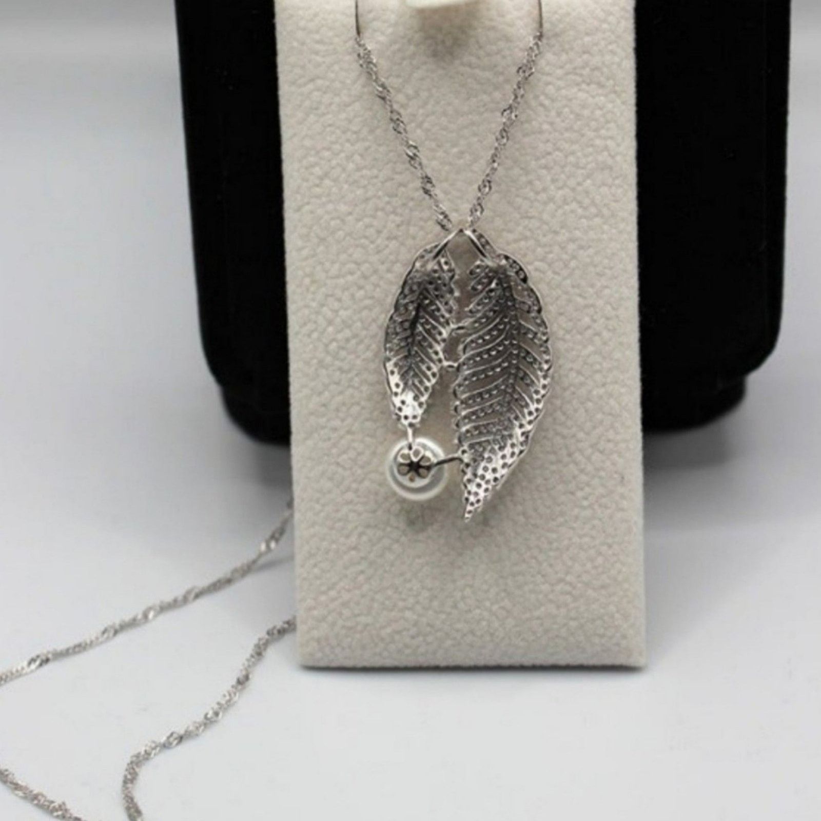 Other Double Leaves Necklace Pearl Pendant Sterling Silver NWT Size ONE SIZE - 9 Thumbnail