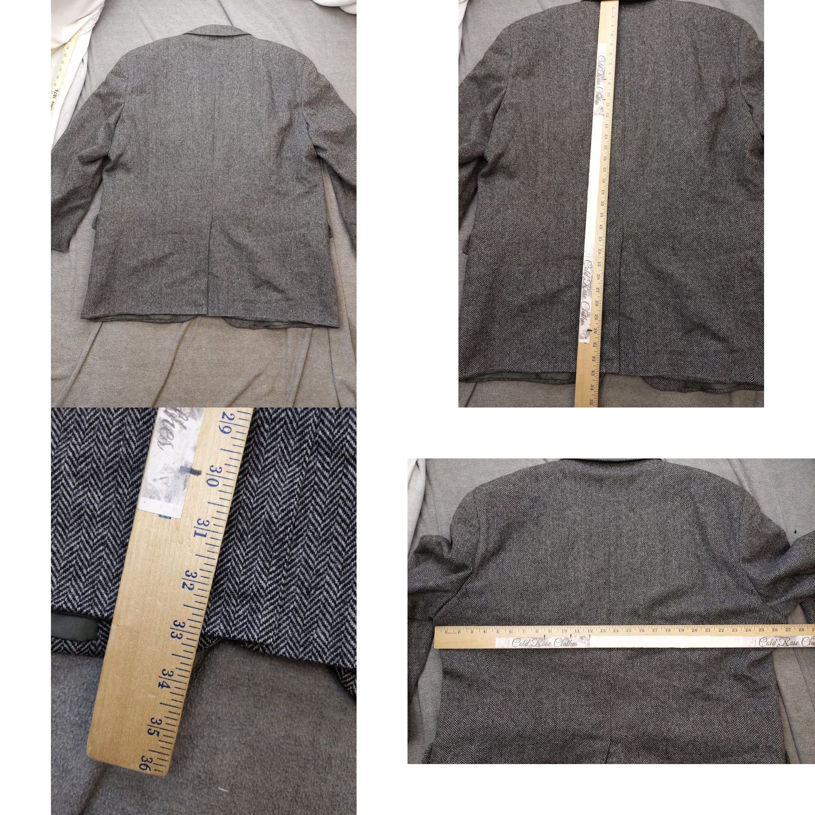 Vintage Rugers Blazer Mens 50 Long Gray Wool Herringbone Tweed Sport Coat Jacket USA Size 50R - 8 Thumbnail