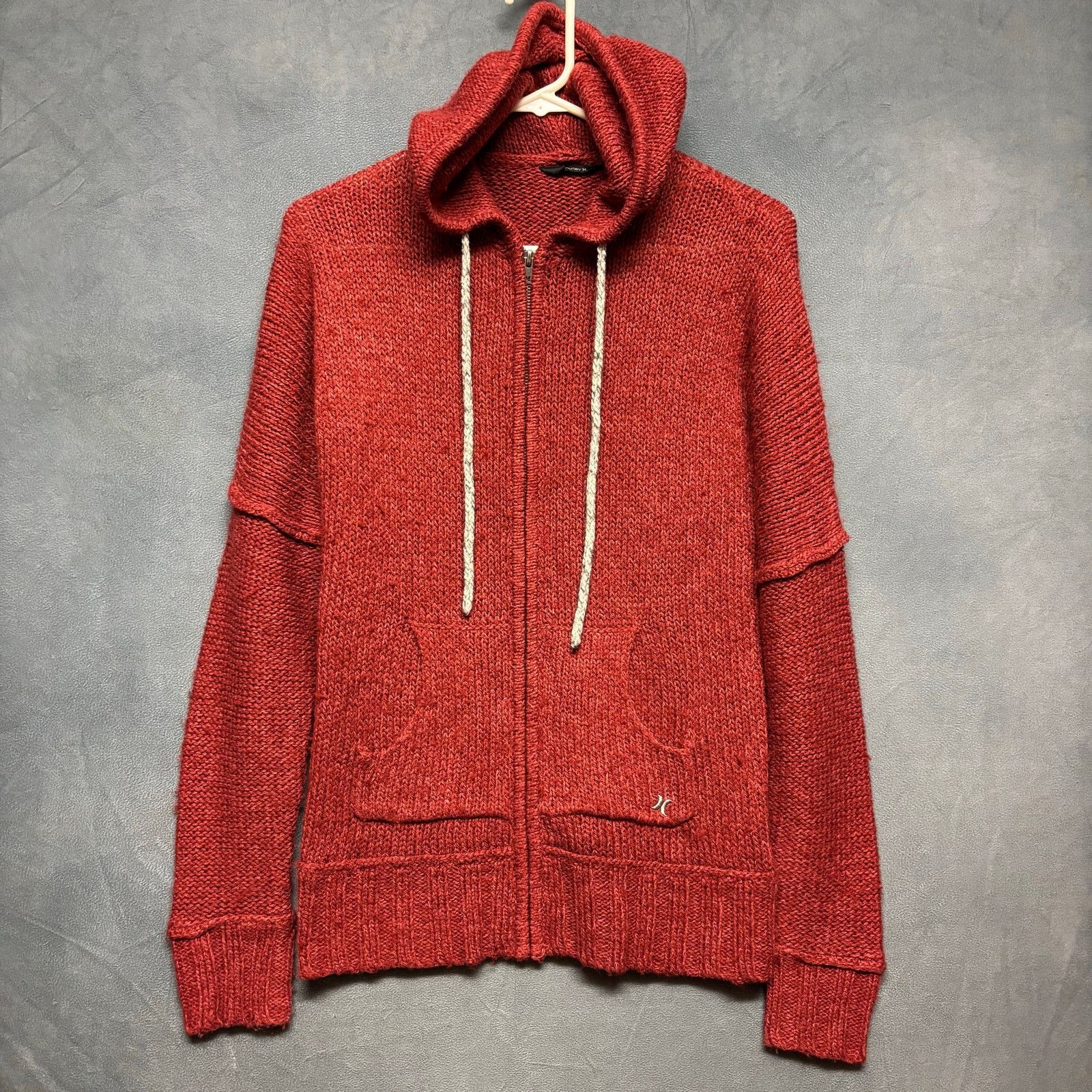 Hurley Hurley Knit Sweater Hoodie Full Zip Burgundy Comfy Cozy Warm Size XS / US 0-2 / IT 36-38 - 1 Thumbnail
