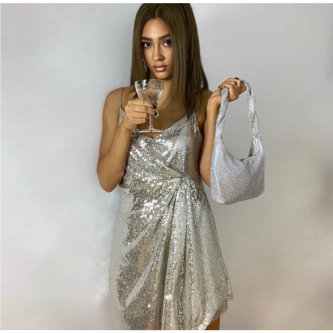 Zara ZARA BLOGGER FAVORITE KNOTTED SEQUIN DRESS Size XS / US 0-2 / IT 36-38 - 2 Thumbnail