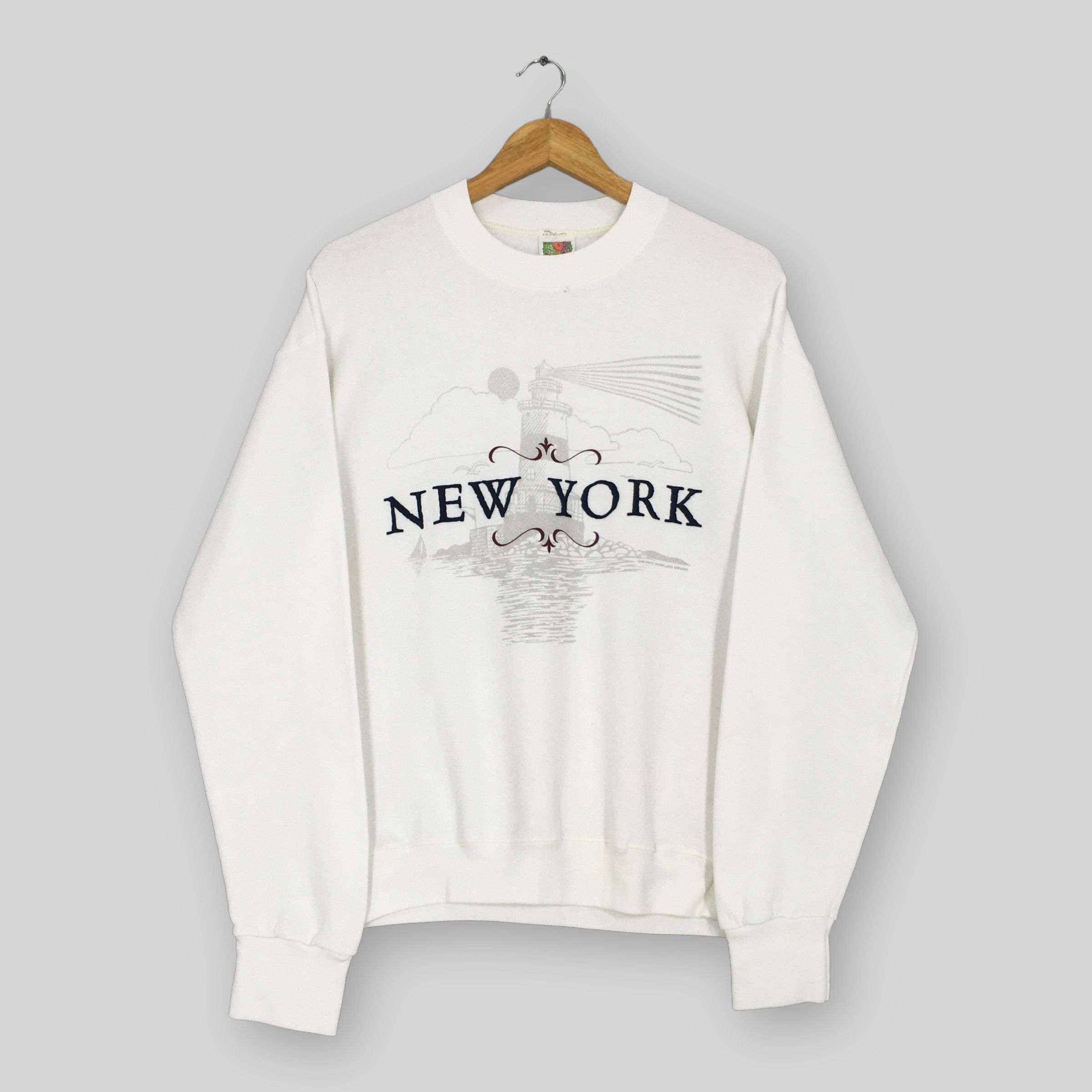 Vintage Vintage 90s New York City White Sweatshirt Medium Size US M / EU 48-50 / 2 - 1 Thumbnail