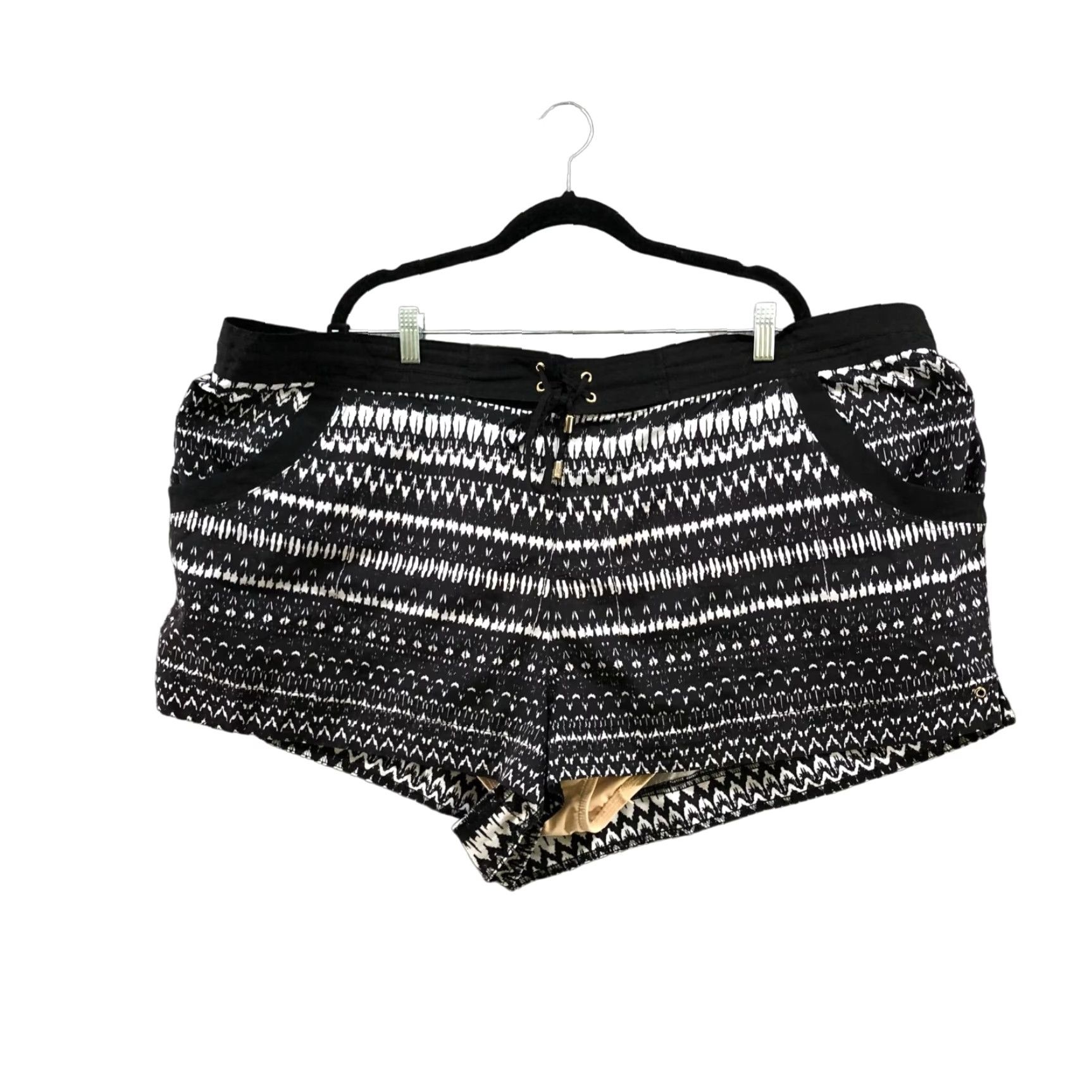 Swims Cacique Swim Shorts Womens Black White Printed Swim Bottom Drawstring 28 Plus Size 28" / US 6 / IT 42 - 2 Thumbnail
