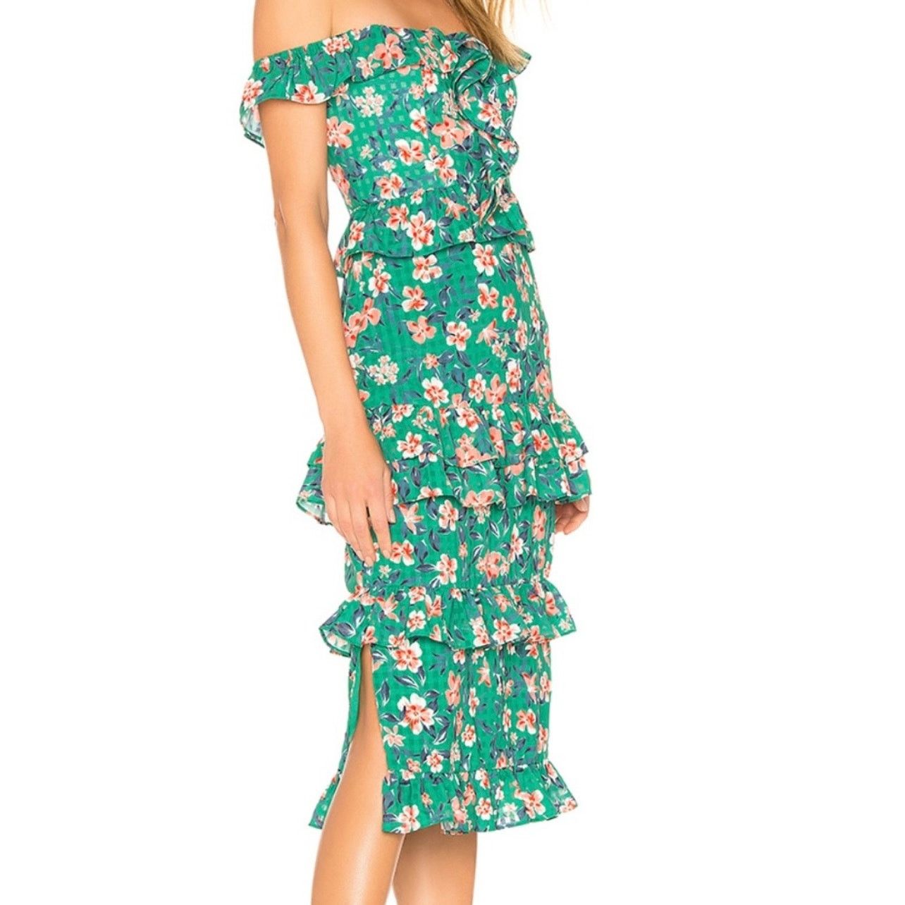 slim fit dress slacks Anthropologie Green Chiffon Tie Front 