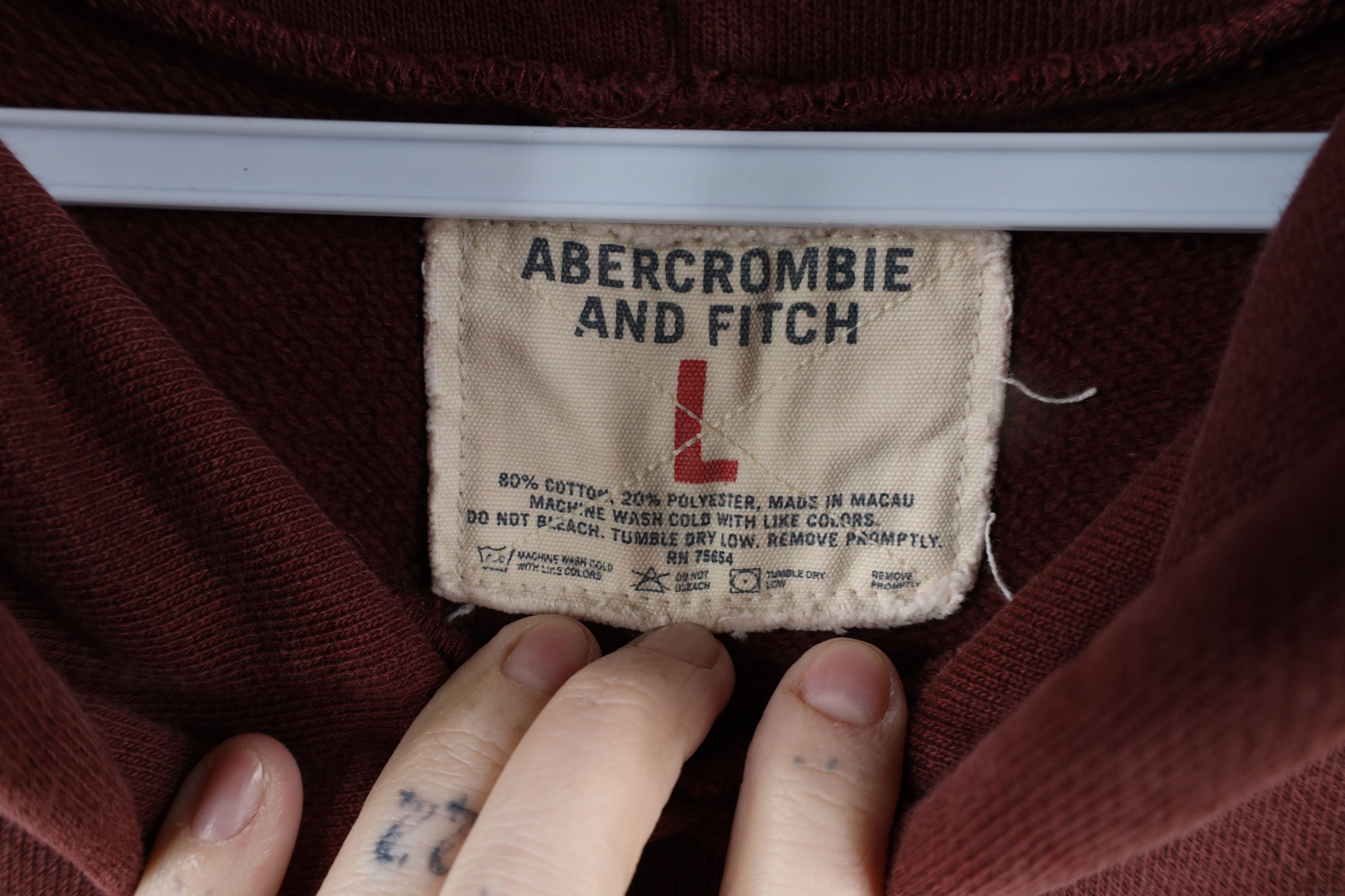 Abercrombie & Fitch × Vintage Vintage 90s Y2K Abercrombie & Fitch Spell Out Hoodie Red Size US L / EU 52-54 / 3 - 6 Thumbnail
