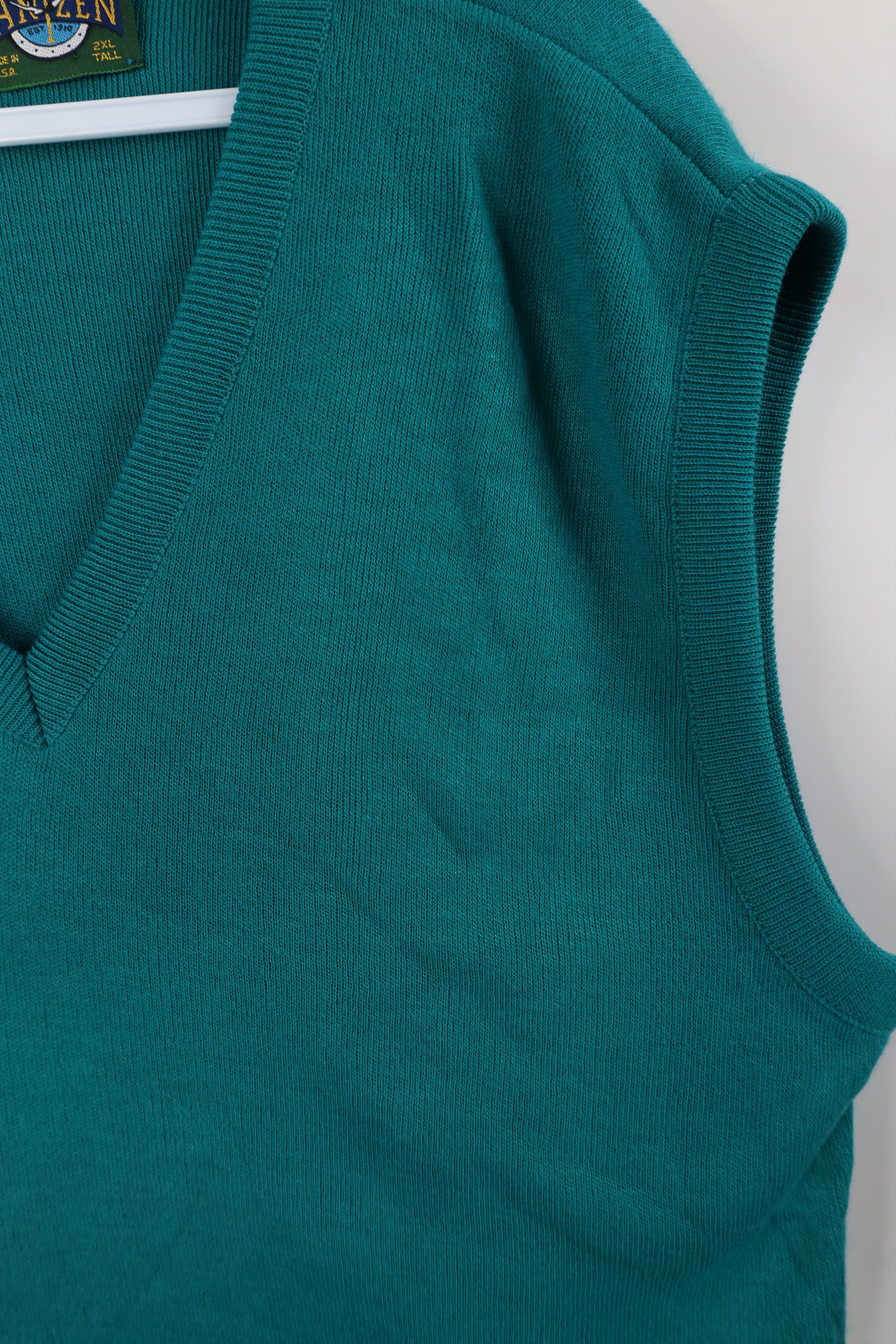 Vintage Vintage 90s Streetwear Knit V-Neck Sweater Vest Teal USA Size US XXL / EU 58 / 5 - 5 Thumbnail