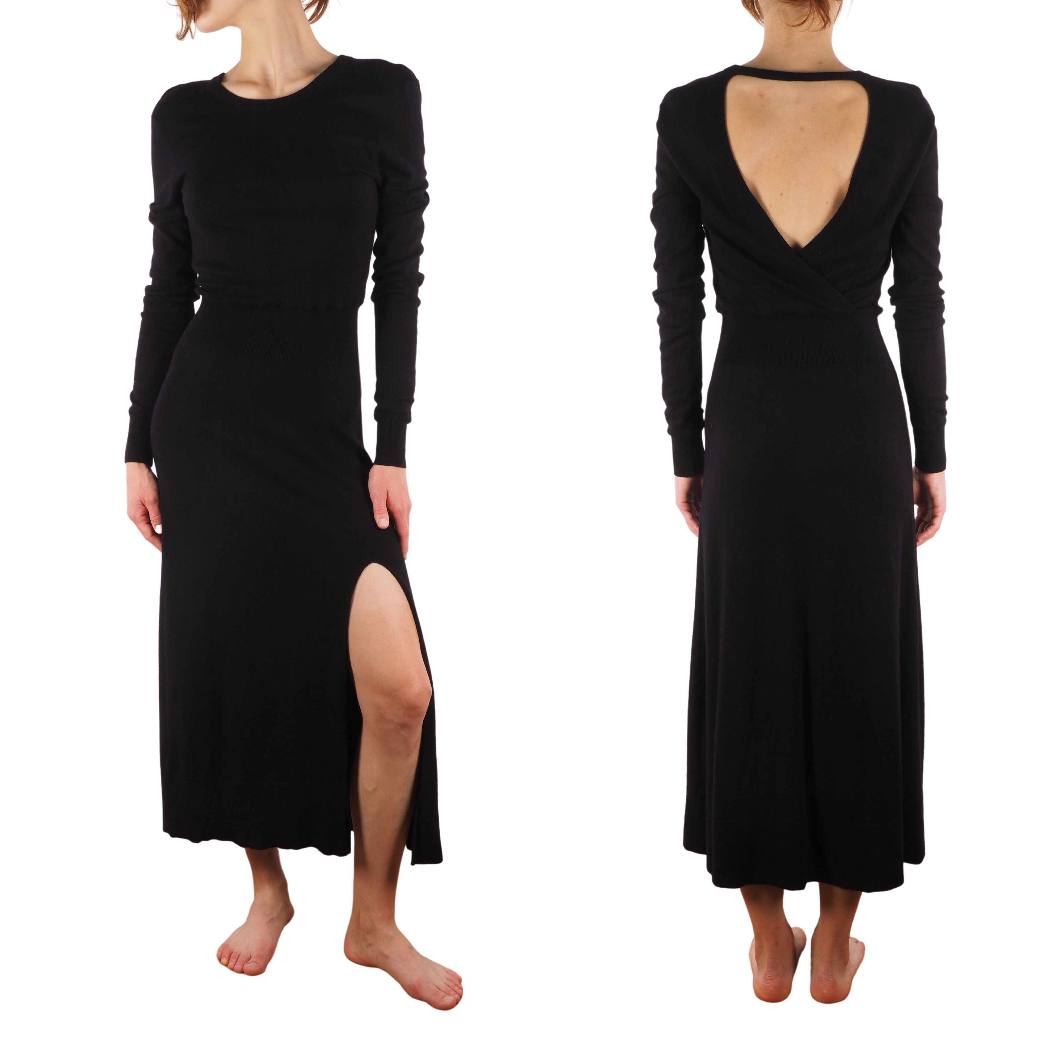 Maje Maje Women's Black Viscose Wool Long Sleeve Long Midi Dress Size M / US 6-8 / IT 42-44 - 1 Thumbnail