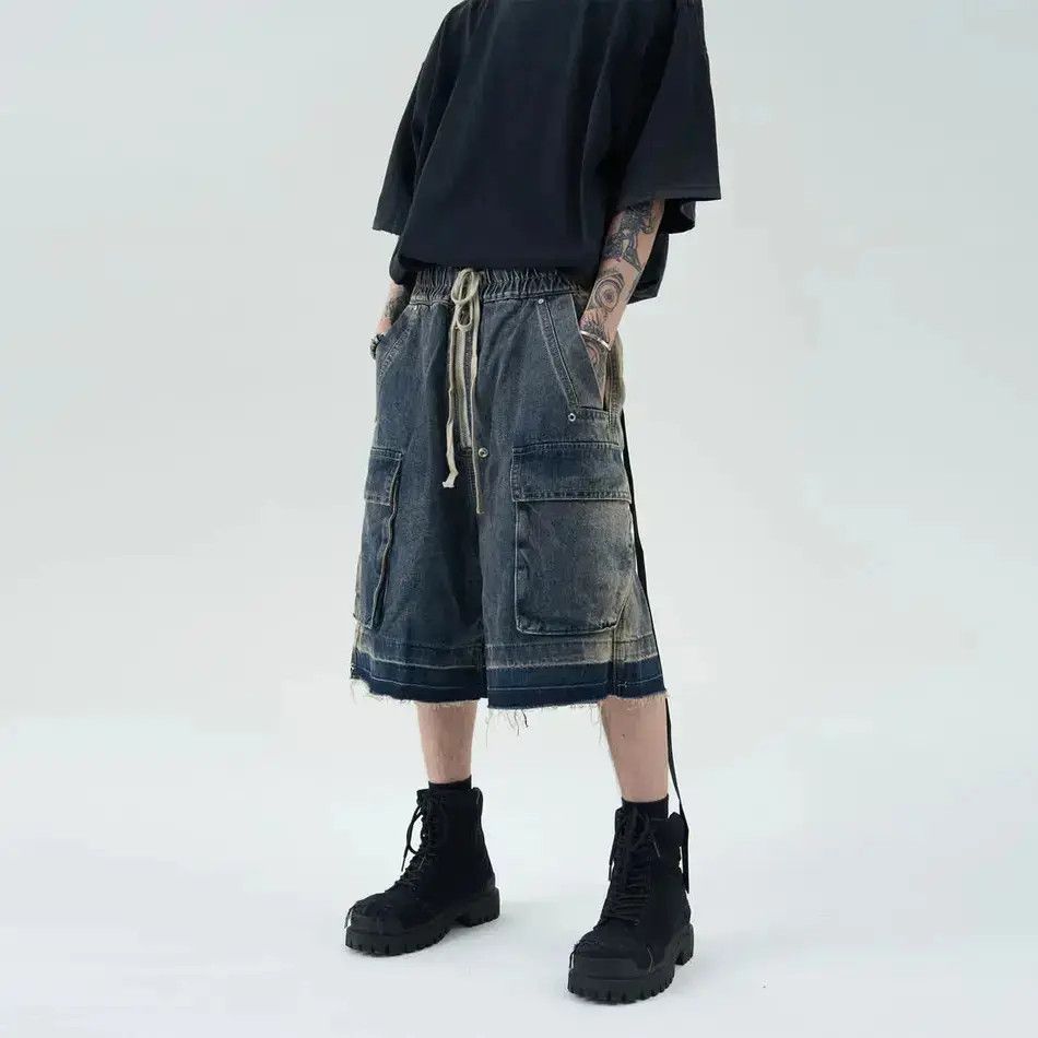 Japanese Brand Retro fringed multi pocket denim shorts Size US 32 / EU 48 - 1 Thumbnail