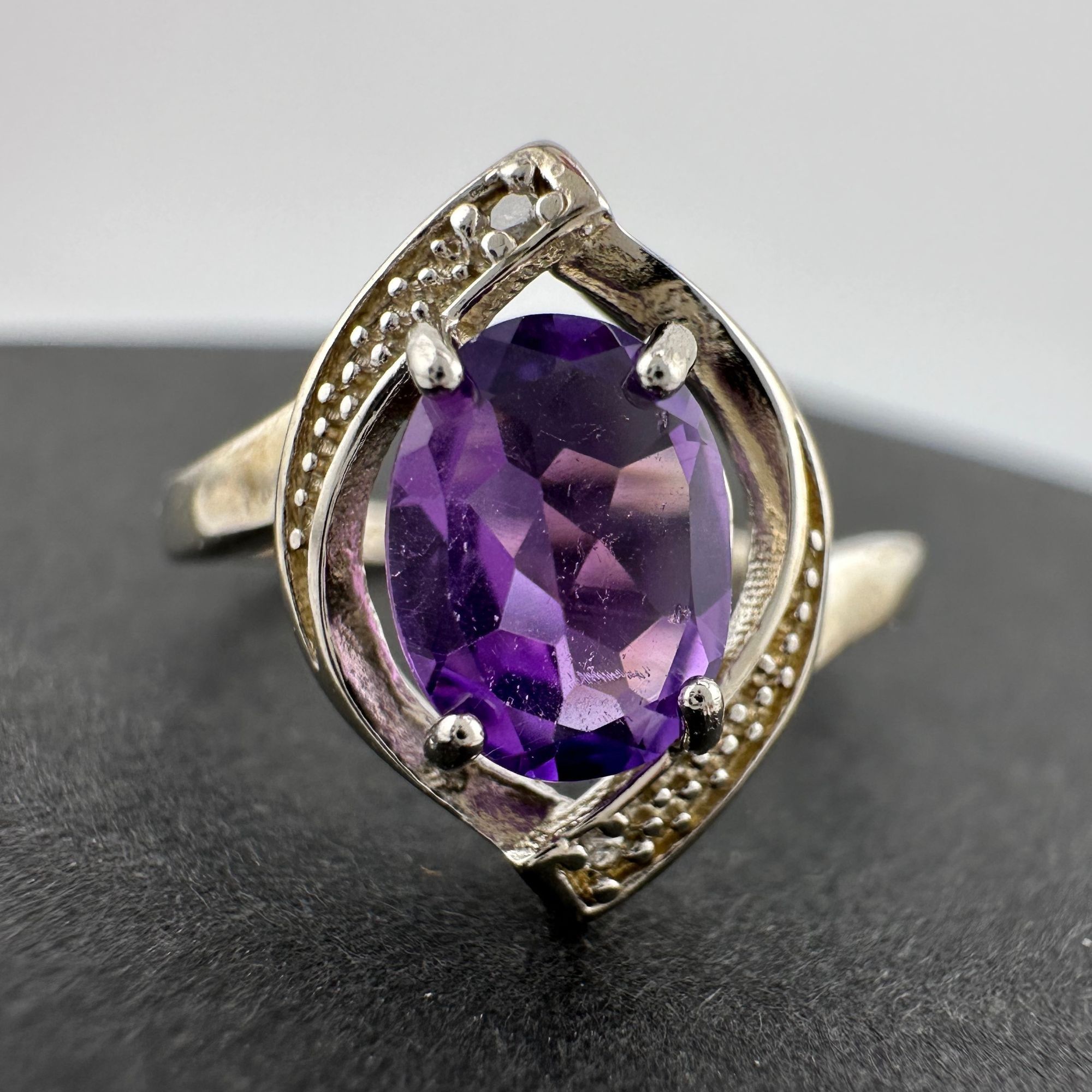 Other 1.11 Carat Amethyst Ring with Diamond Accent - Sterling Silv Size ONE SIZE - 5 Thumbnail