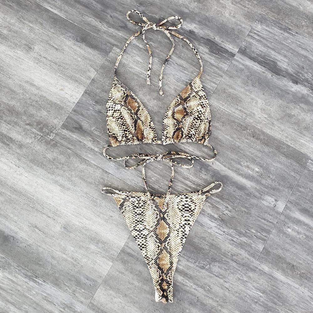 Designer Nude Snakeskin HC Bikini Set Size ONE SIZE - 1 Thumbnail
