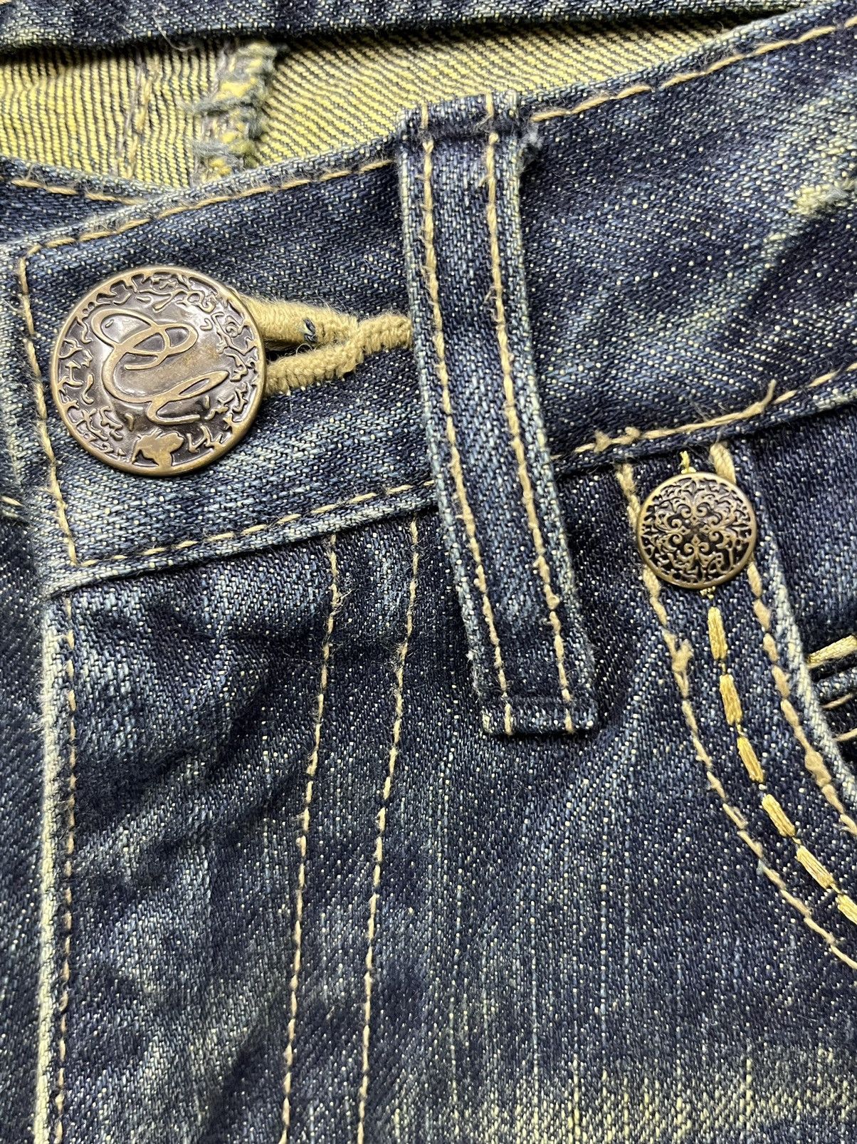 Vintage 🔥CLASSICAL ELF Punk Skull Crossbones Sequin Mudmax Denim Size 27" / US 4 / IT 40 - 12 Thumbnail