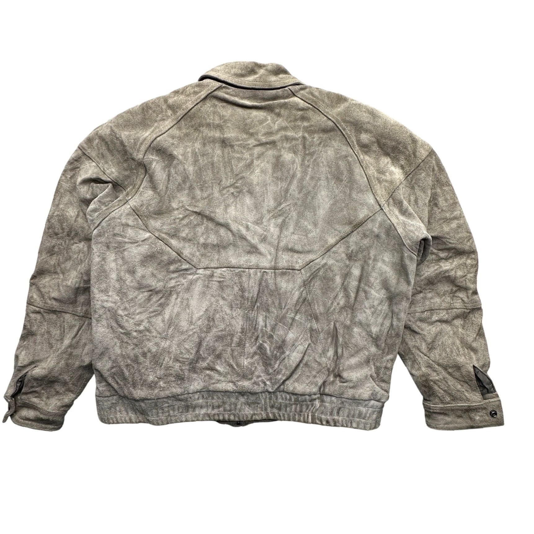 Ben Sherman VINTAGE Bermans Suede Leather Bomber Jacket Mens Large Gray Plaid Lined Size US L / EU 52-54 / 3 - 2 Thumbnail