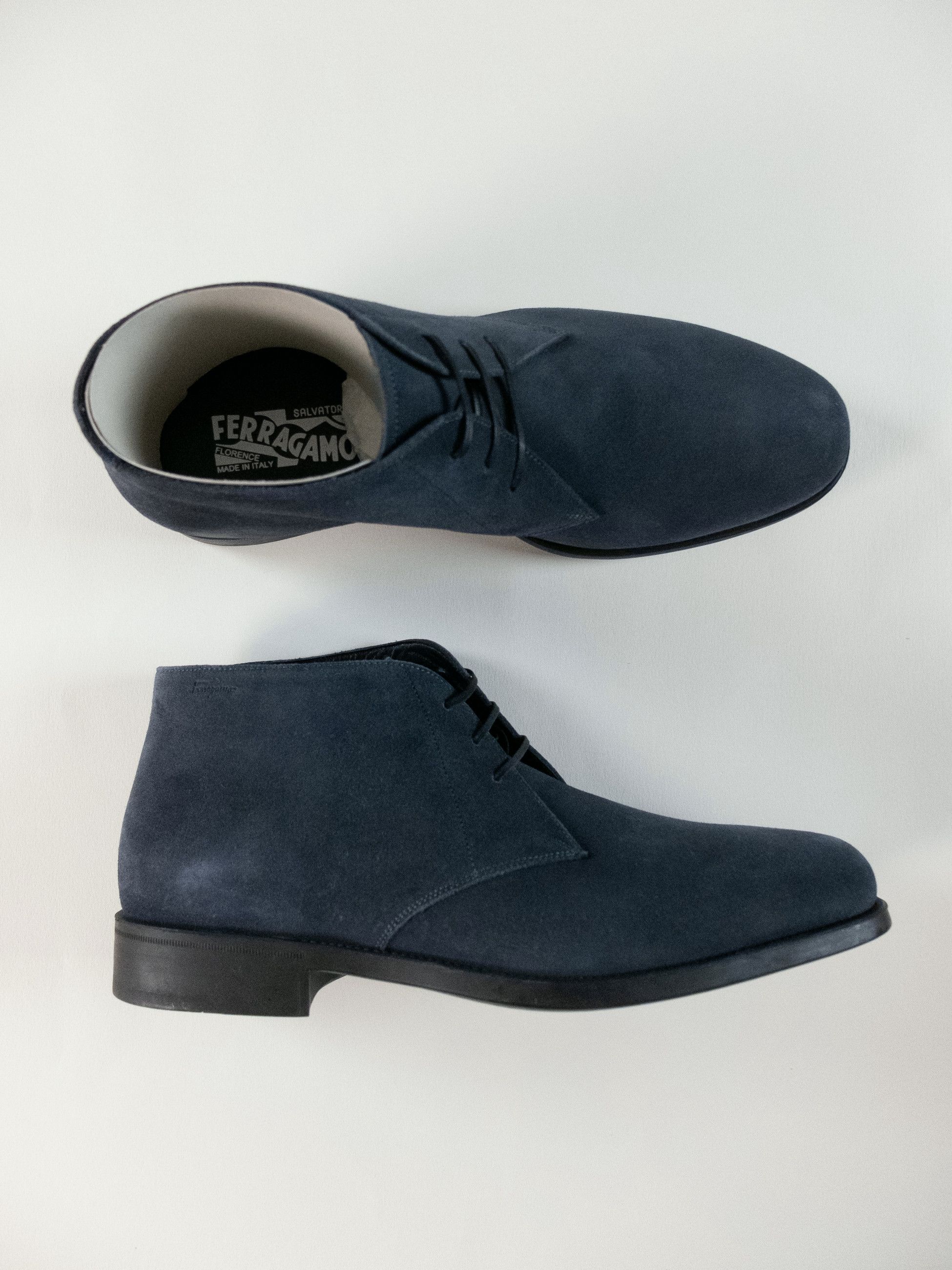 Salvatore Ferragamo SALVATORE FERRAGAMO Pioneer blue suede Chukka boots 10 43 Size US 10 / EU 43 - 1 Thumbnail