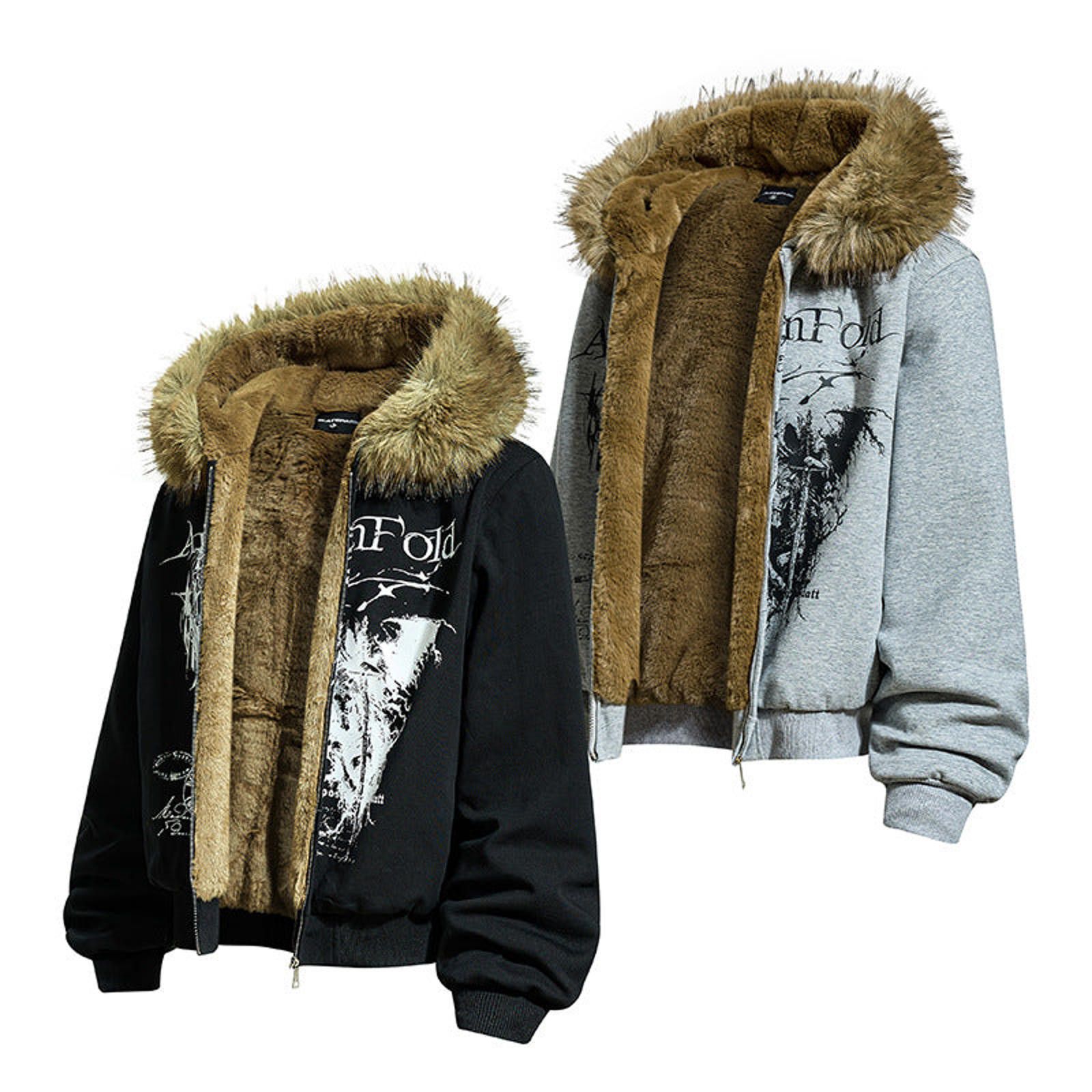 Japanese Brand Black Faux Fur Hooded Graphic Zip-Up Hoodie Size US M / EU 48-50 / 2 - 5 Thumbnail