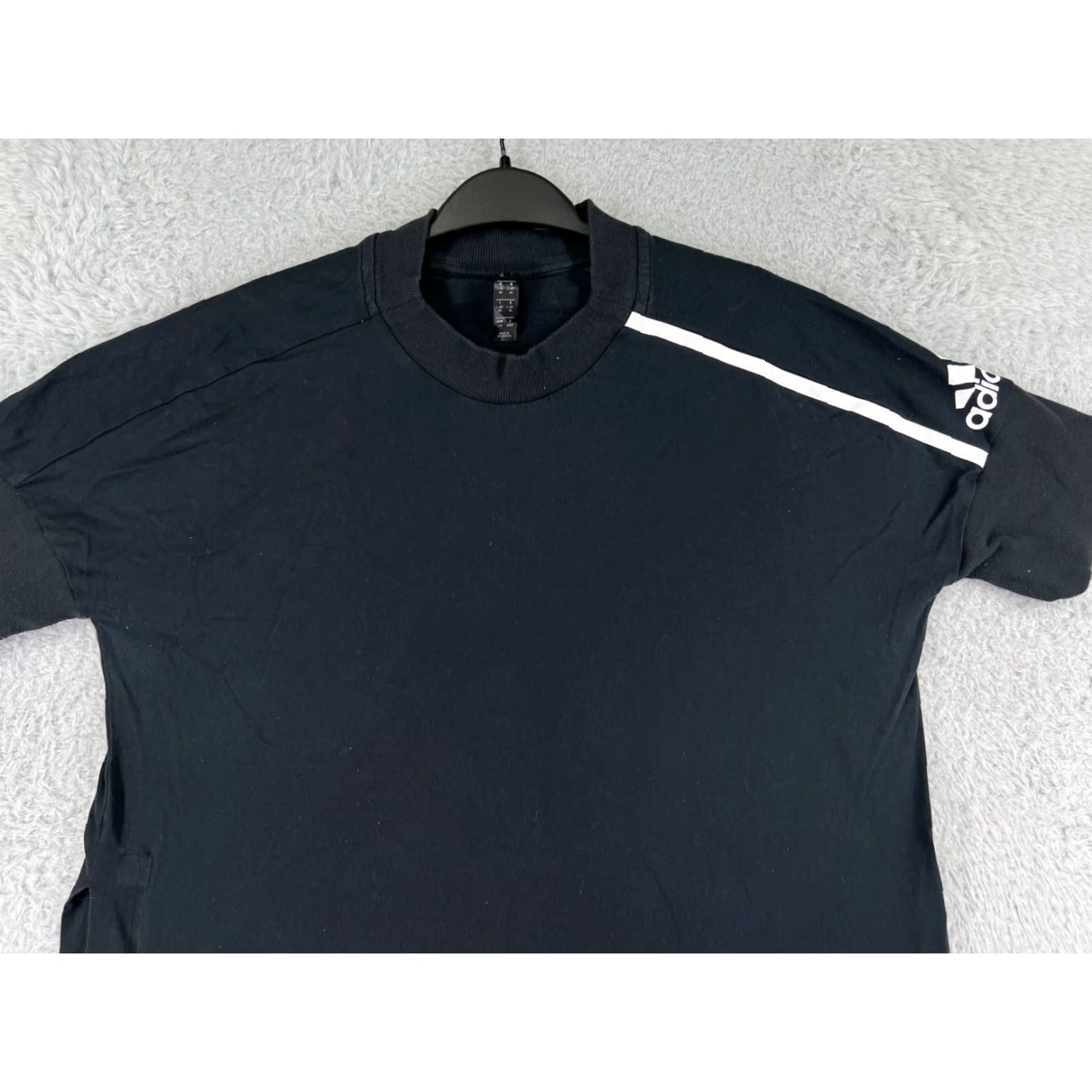 Adidas Adidas Shirt Mens Large Black Short Sleeve Open Sides Cuffed Sleeves Cotton Size US L / EU 52-54 / 3 - 5 Thumbnail