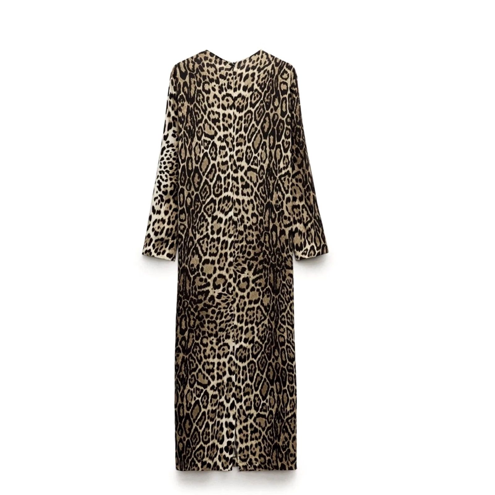 Zara Zara Leopard Print Midi Dress Womens XS Long Sleeve Animal Print Size XS / US 0-2 / IT 36-38 - 2 Thumbnail