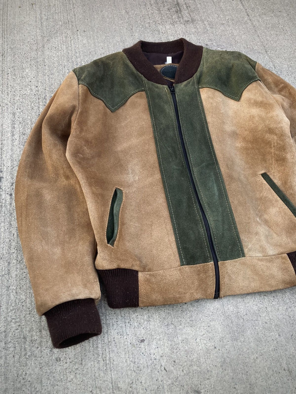 Leather Vintage 70s Western 2-Tone Leather Bomber Jacket Size US M / EU 48-50 / 2 - 2 Thumbnail