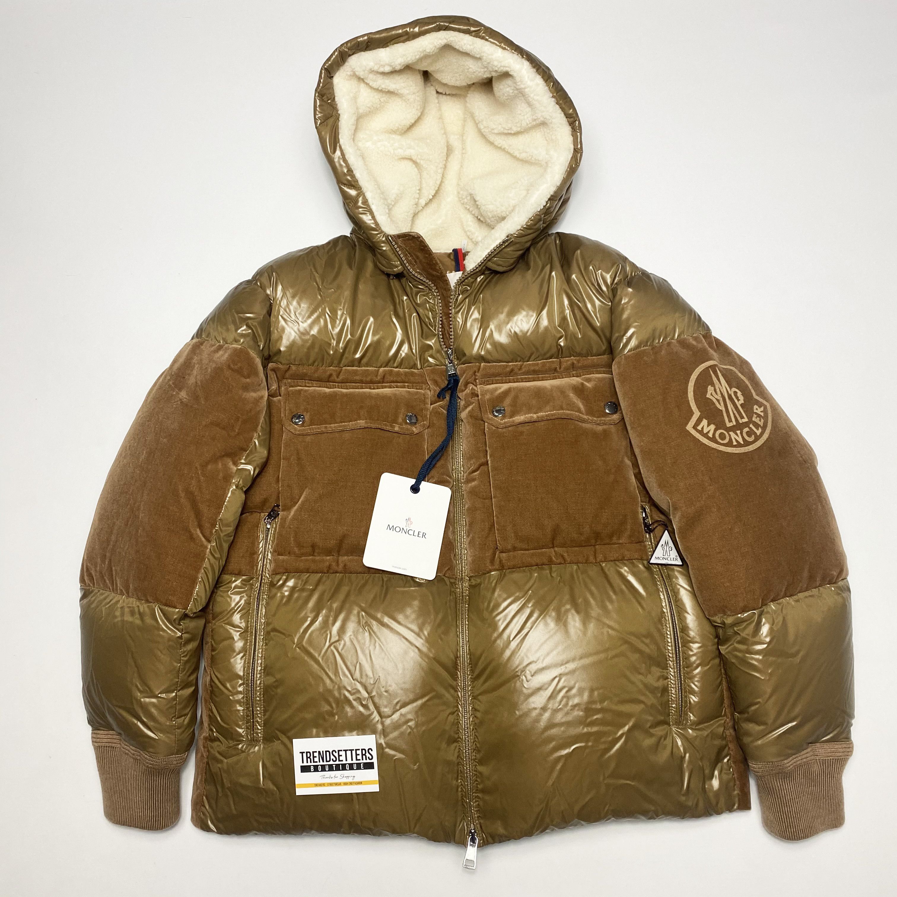 image of Moncler Shearling Down Mens Puffer Jacket Size 3 L M Brown