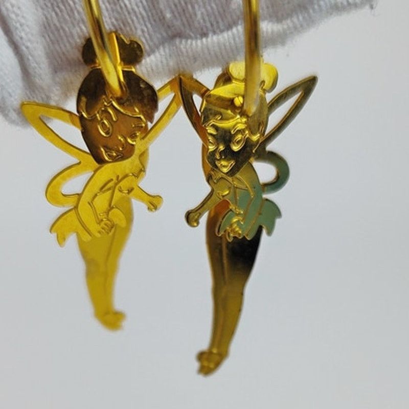 Disney Disney Signed Gold Tone Tinkerbell Dangle Earrings Size ONE SIZE - 2 Thumbnail