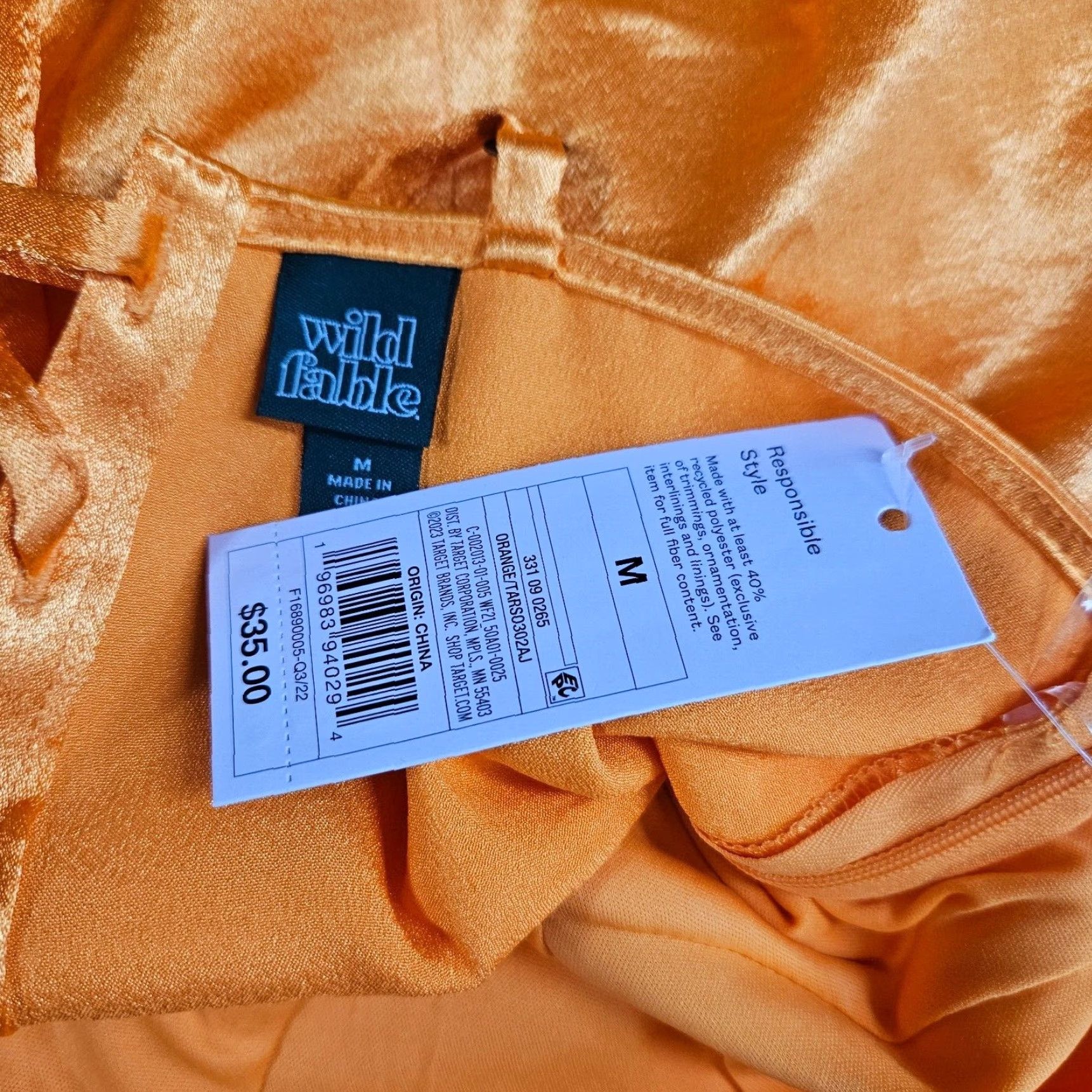 Vintage Wild Fable Womens Dress M Solid Orange Lace Up Back Spaghetti Strap Sleeveless Bodycon Size M / US 6-8 / IT 42-44 - 5 Thumbnail