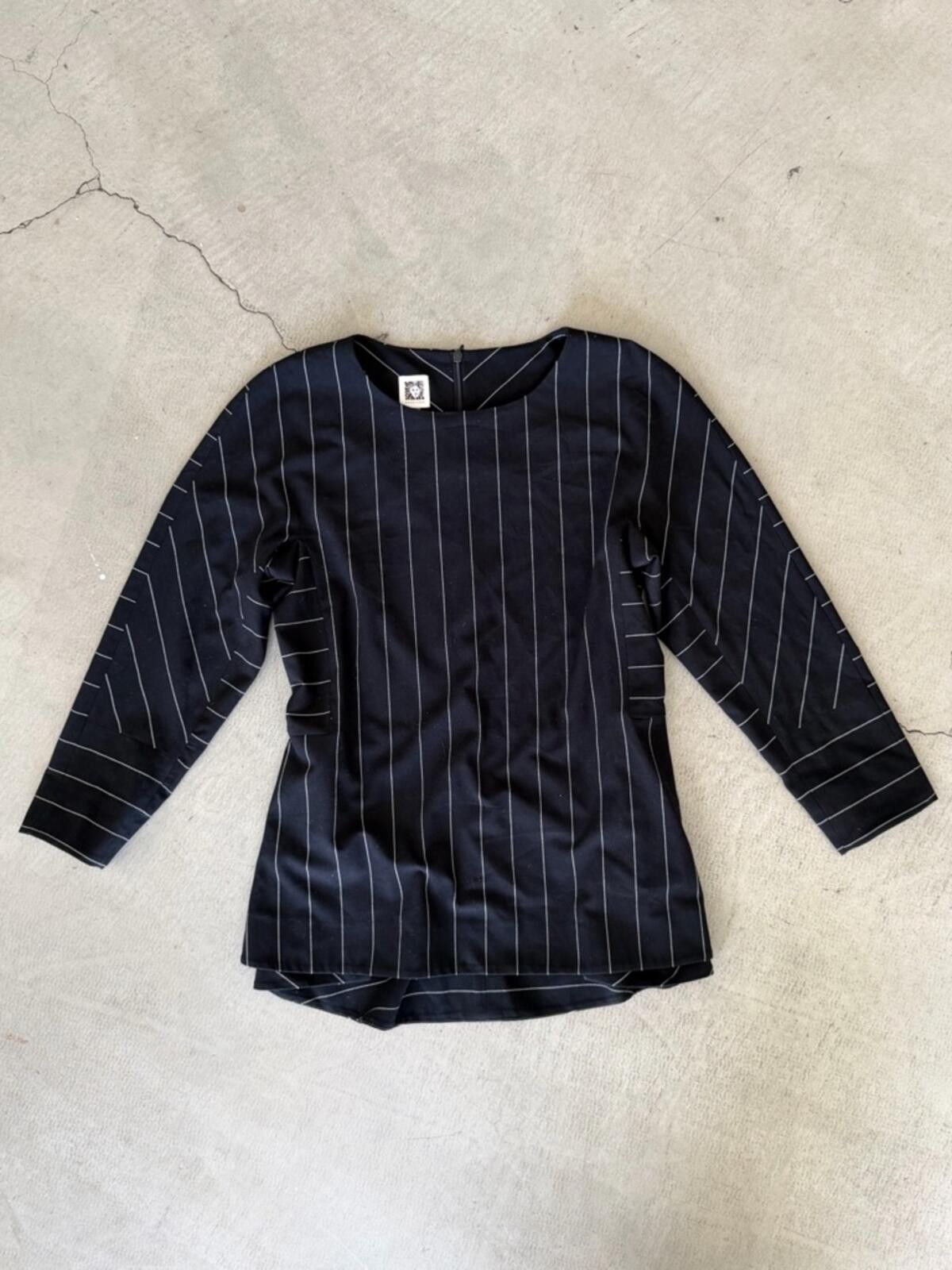 Other Anne Klein / Pinstripe Tunic Top / Black White Size M / US 6-8 / IT 42-44 - 2 Thumbnail