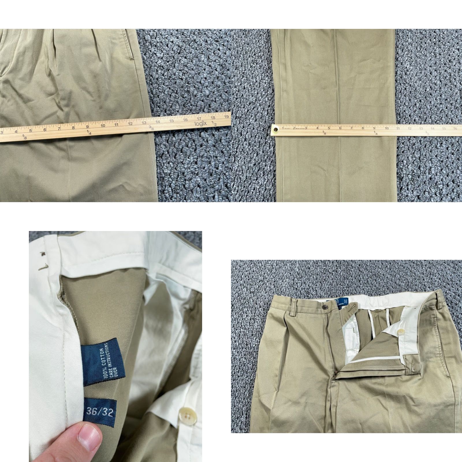 Polo Ralph Lauren VINTAGE Polo Ralph Lauren Pleated Chino Pants Mens 36 x 29 Beige Regular Straight 36/32 Tag Retro Preppy Mens Size US M / EU 48-50 / 2 - 8 Thumbnail