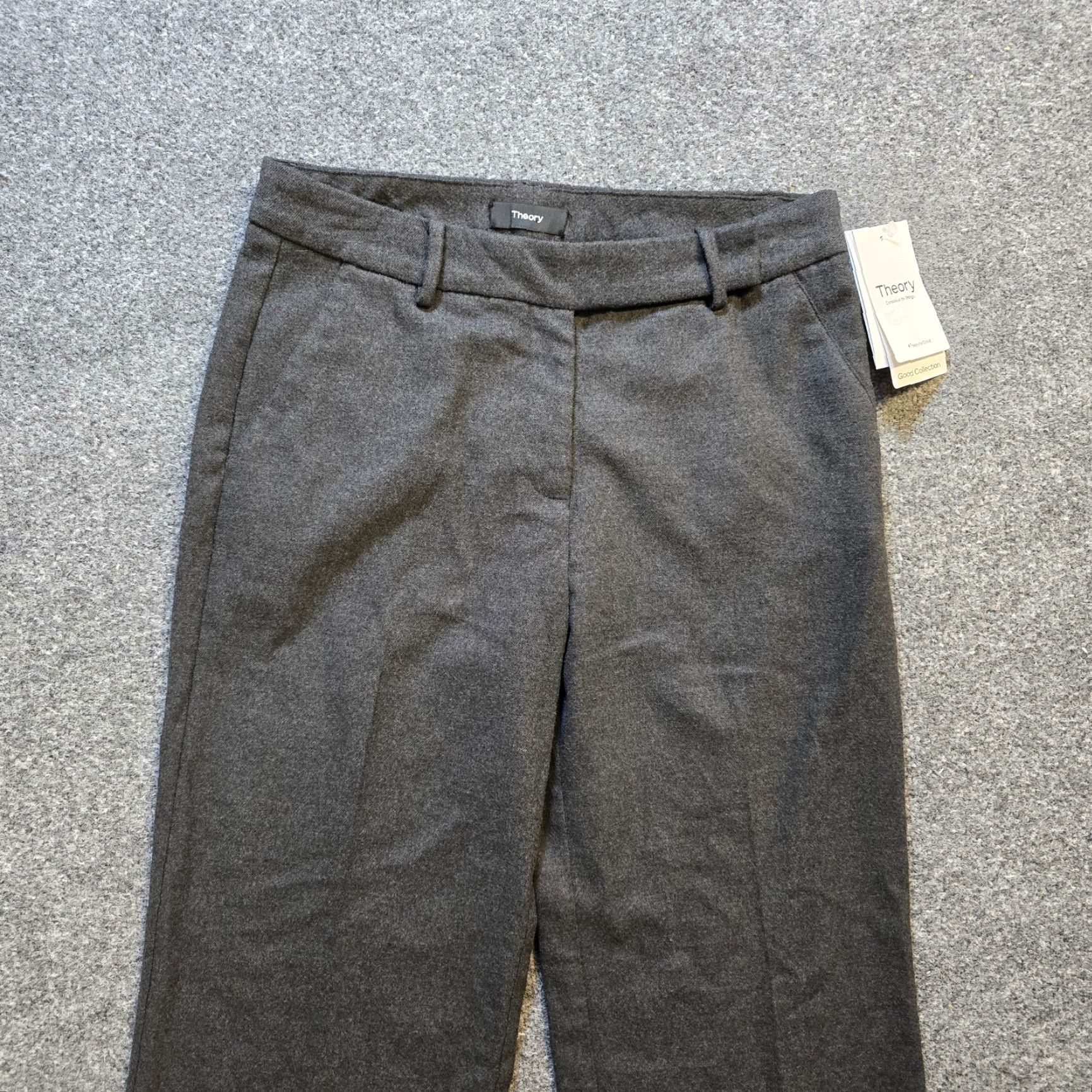 Theory Theory Pants Womens Size 12 Gray Melange Flannel Wide-Leg Crop Capsule Dress Pants Mens Womens Size 34" / US 12 / IT 48 - 2 Thumbnail