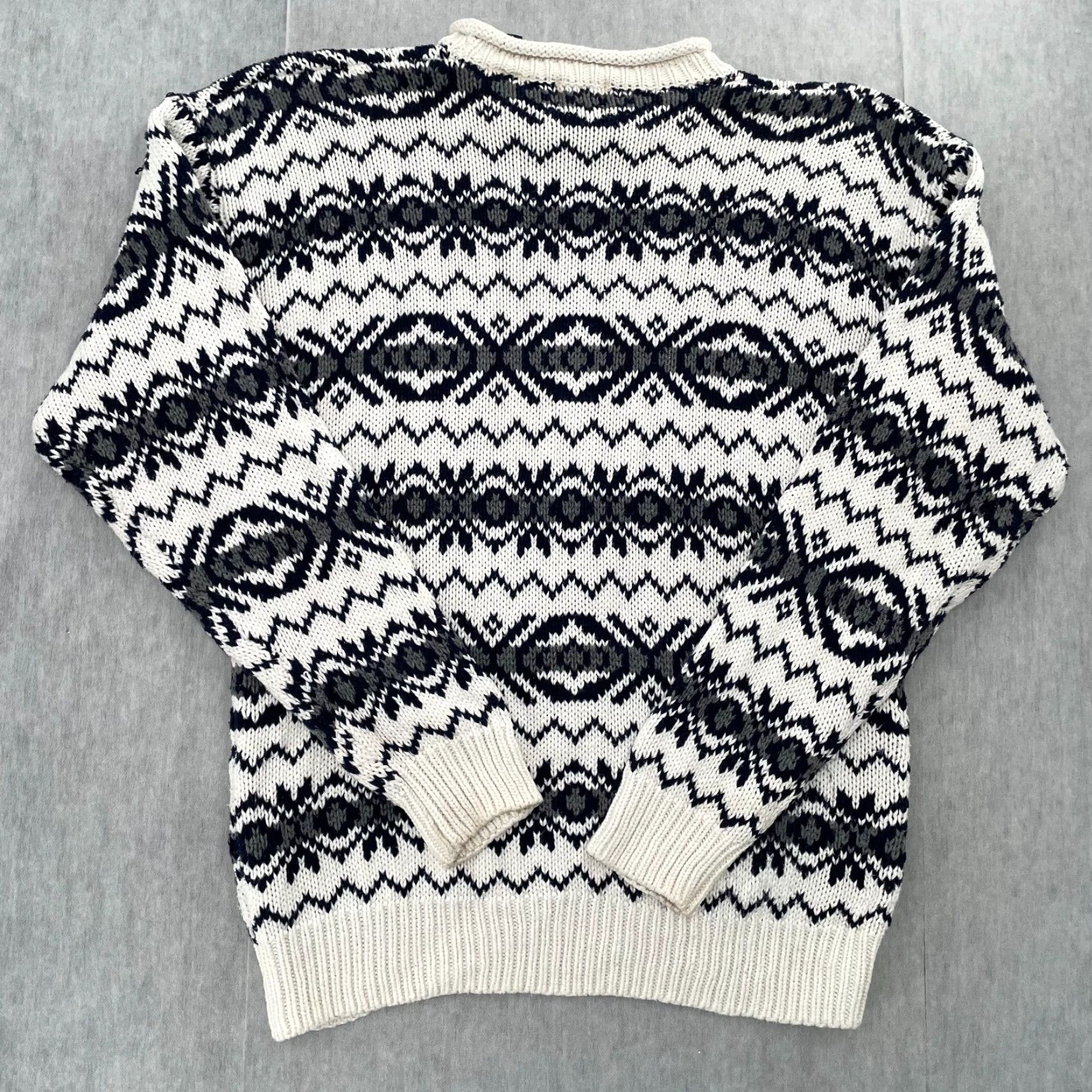 Gap VINTAGE Gap Chunky-Knit Sweater Adult Medium Blue Geometric Fair Isle 90s Mens Size US M / EU 48-50 / 2 - 2 Thumbnail