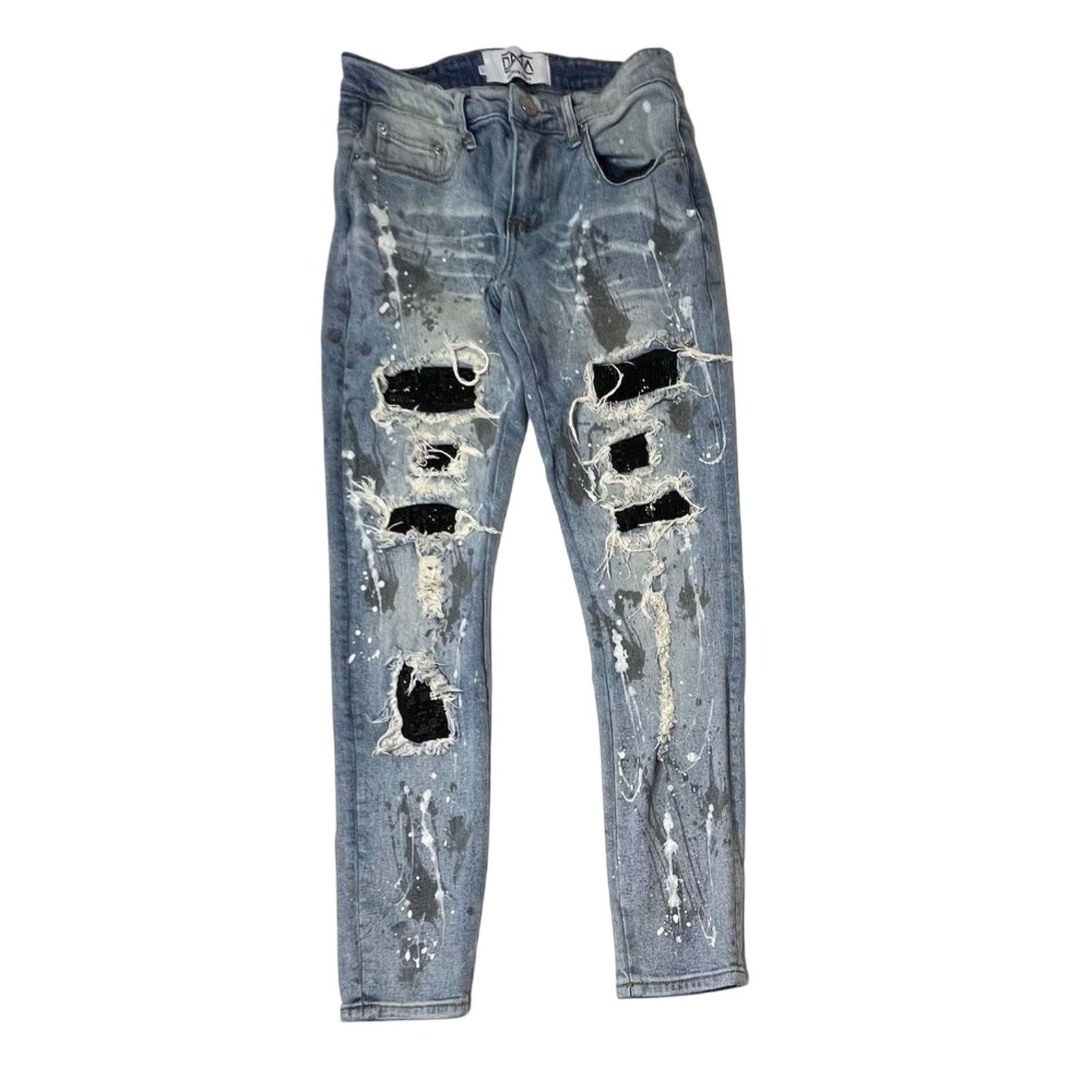 DNA DNA Premium Painted Embellished Destroyed Blue Jeans 30 Size 30" / US 8 / IT 44 - 1 Thumbnail
