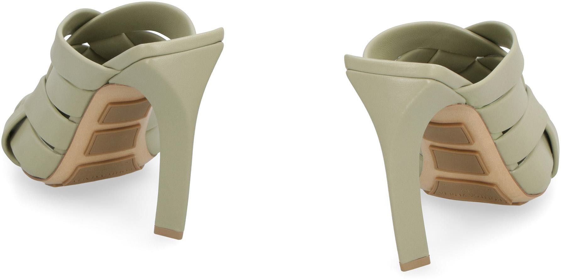 Bottega Veneta o1y0725 Leather Mules in Military Green Size US 10 / IT 40 - 4 Thumbnail