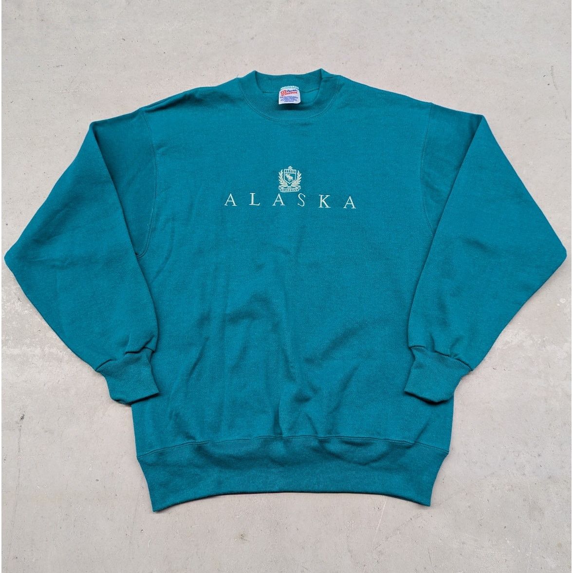 Hanes × Vintage Vintage 80s Alaska Turquoise crew neck sweater Size US L / EU 52-54 / 3 - 1 Thumbnail