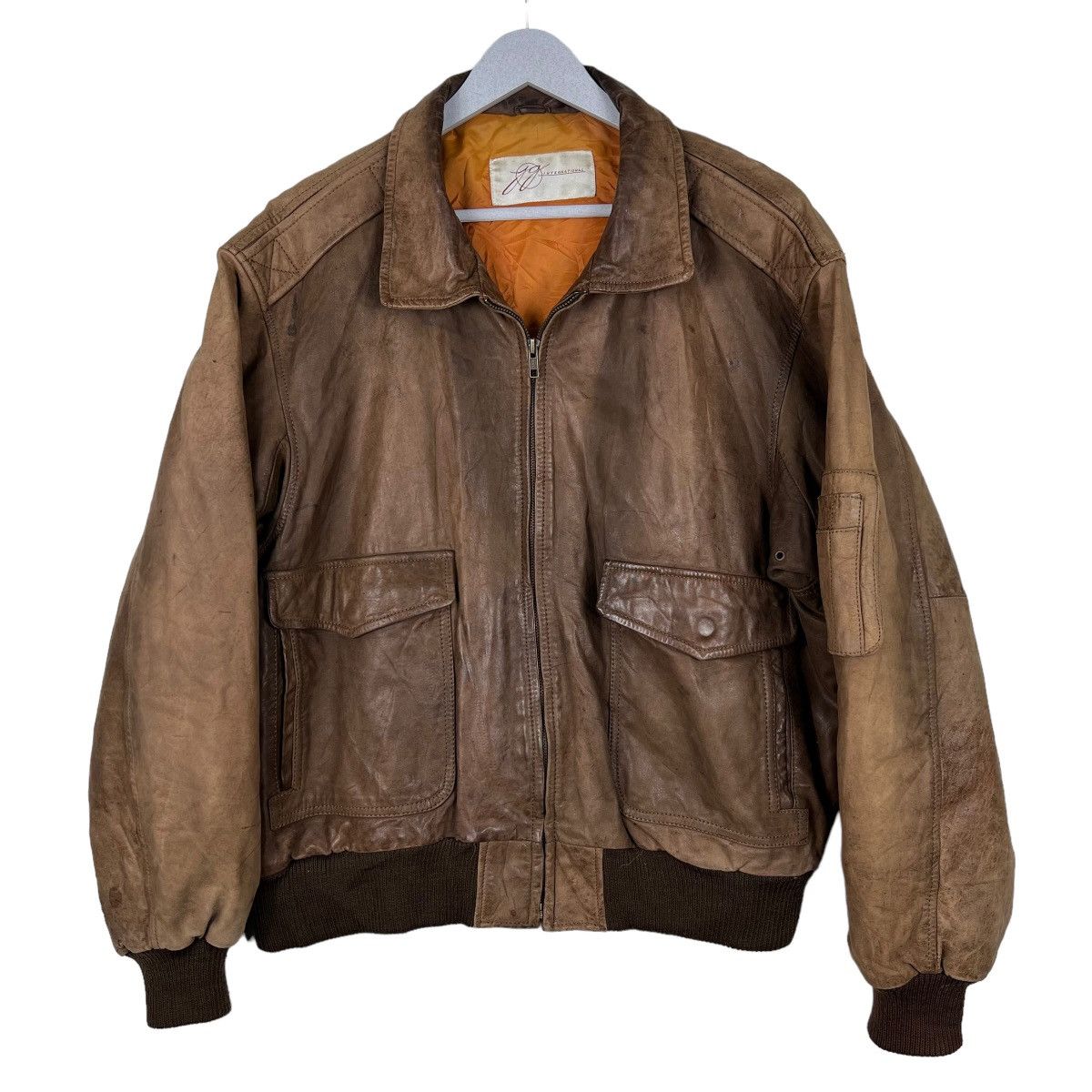 Vintage 🔥 RARE VINTAGE A-2 FIGHTER SQUADRON LEATHER JACKET Size US L / EU 52-54 / 3 - 5 Thumbnail