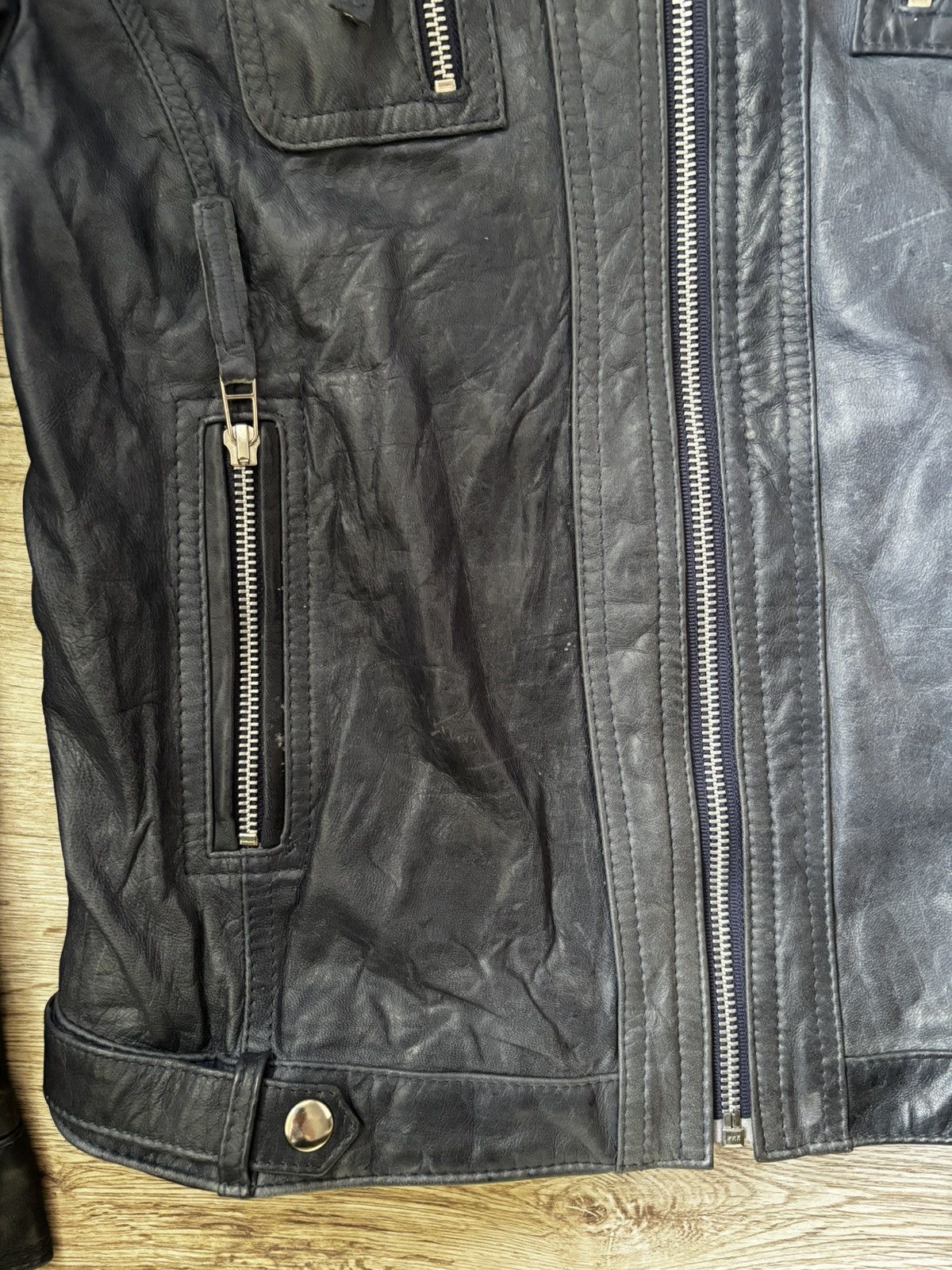 Other Renzo Costa Dark Blue Leather Jacket M – Peru Made Size M / US 6-8 / IT 42-44 - 5 Thumbnail