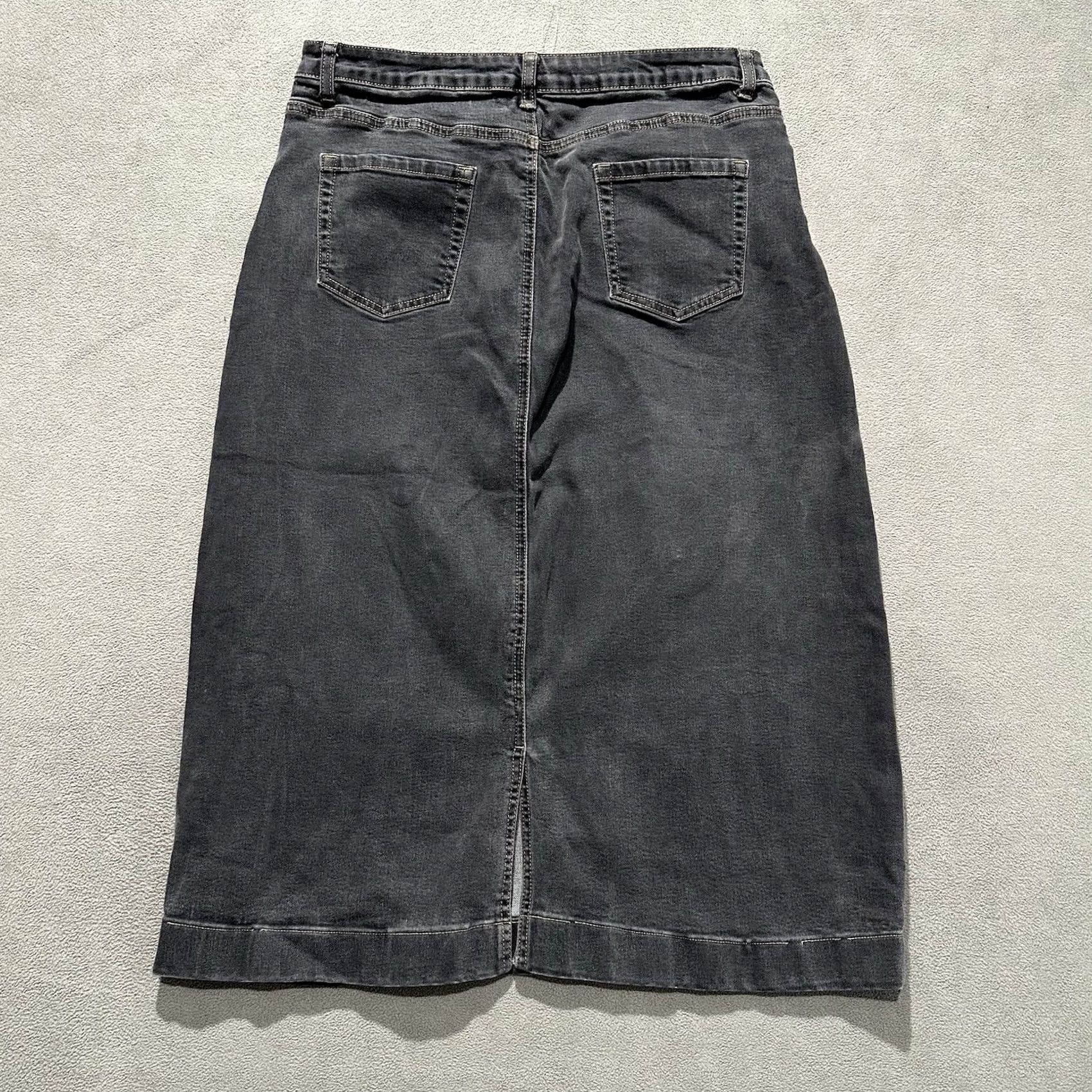 Denime The Main Street Exchange Denim Skirt Womens Size 12 Gray Midi Length Stretch GUC Size 34" / US 12 / IT 48 - 2 Thumbnail