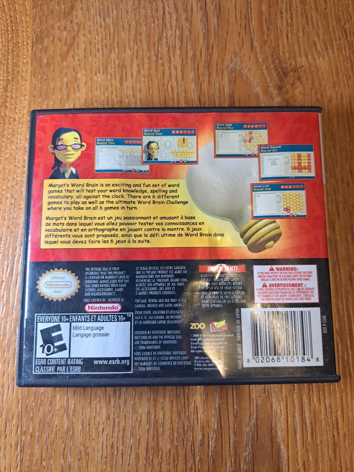 Other Margot's Word Brain Nintendo DS COMPLETE Very Good Condition Size ONE SIZE - 3 Thumbnail