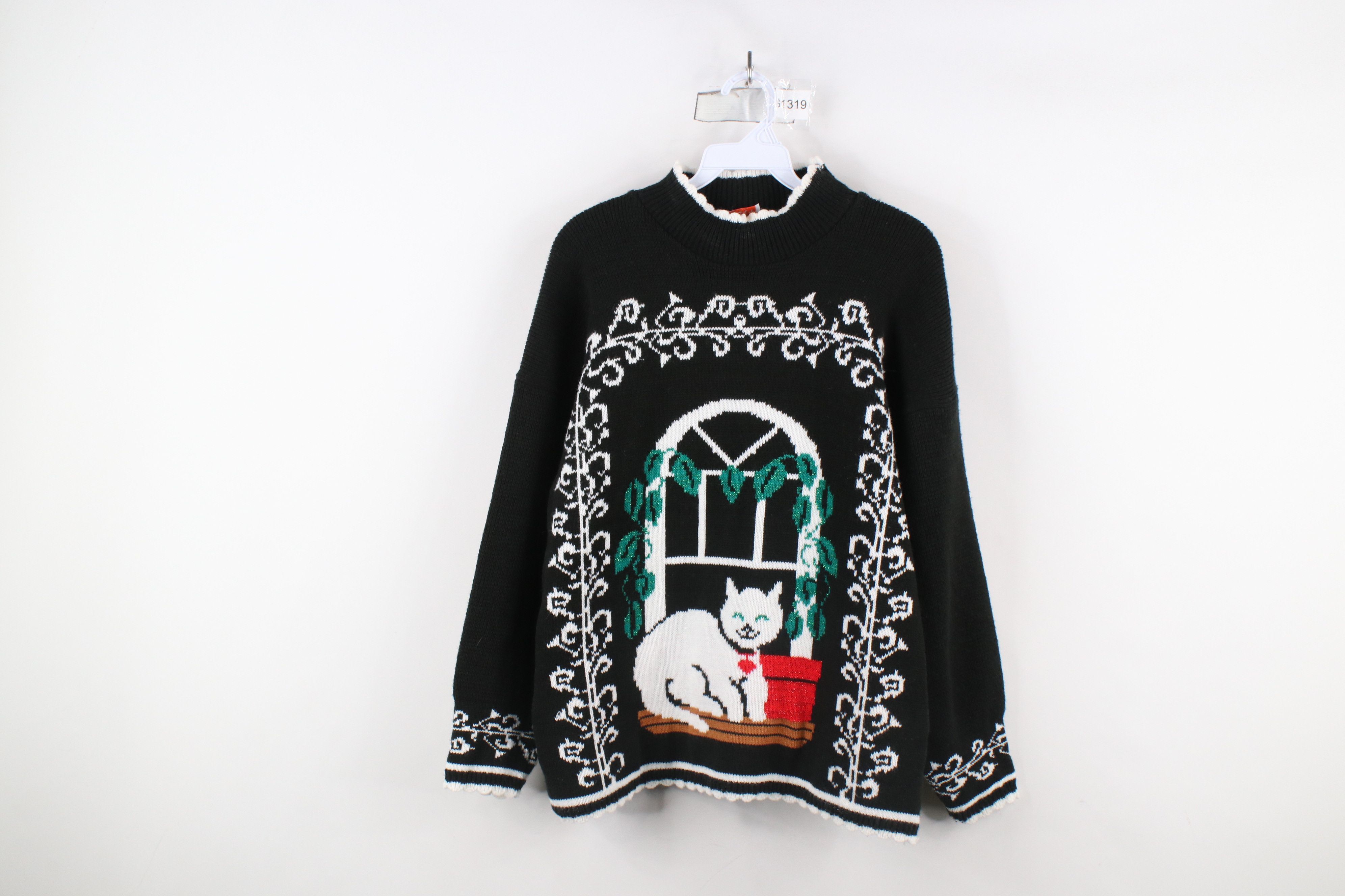 Vintage Vintage 90s Streetwear House Cat Kitten Knit Sweater USA Size L / US 10 / IT 46 - 1 Thumbnail