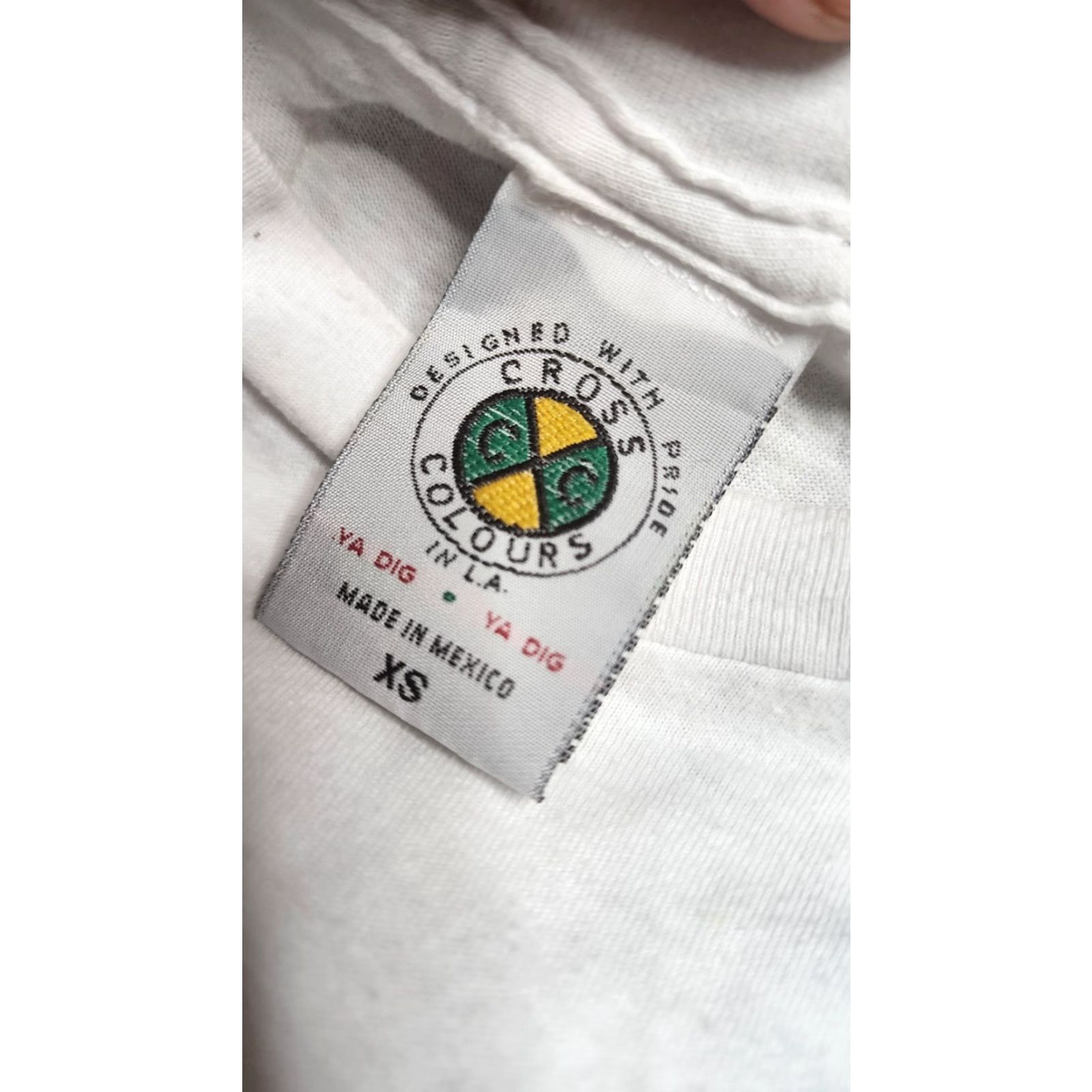Vintage Cross Colours Graphic Print T-Shirt Mens XS White Hip Hop 80s 90s Size US XS / EU 42 / 0 - 5 Thumbnail